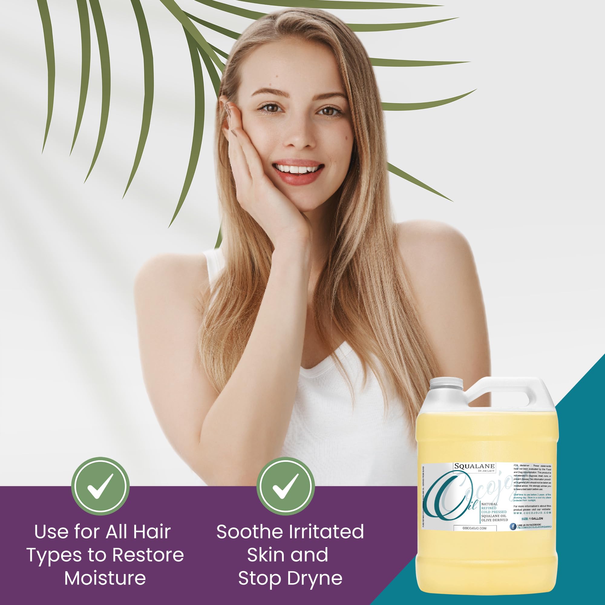 Pure Plant-Derived Squalane Oil from Olives - Cold Pressed, Vegan, Undiluted Carrier Oil for Face, Skin, Hair & Body - Natural Moisturizer & Cleanser - 128 oz (1 Gallon) - Perfect for DIY Cosmetics, Skincare & Haircare Routines