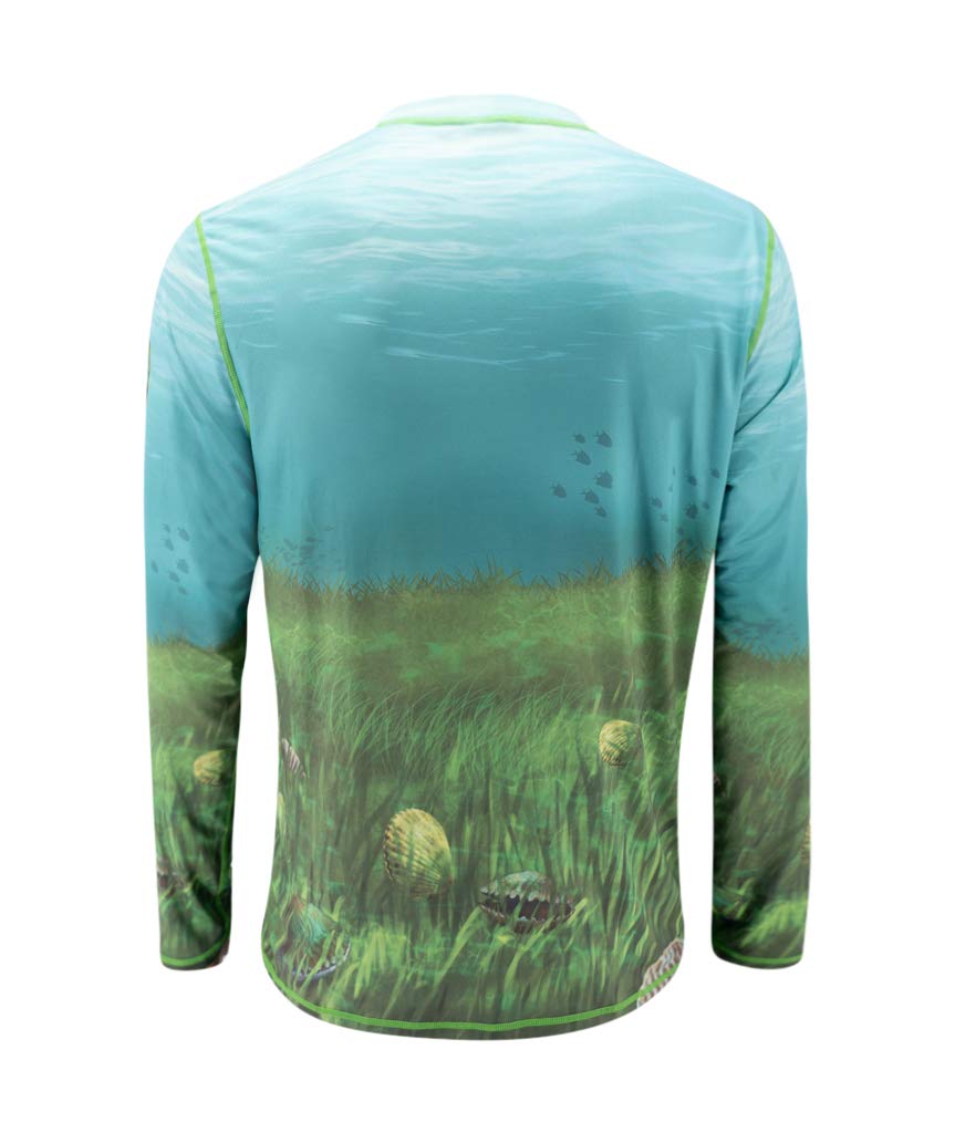 Men's Reversible UPF 50+ Fishing Shirt - Quick Dry Performance Shirt for Snorkeling, Boating & Outdoor Activities | Salty Scales Scallop Design