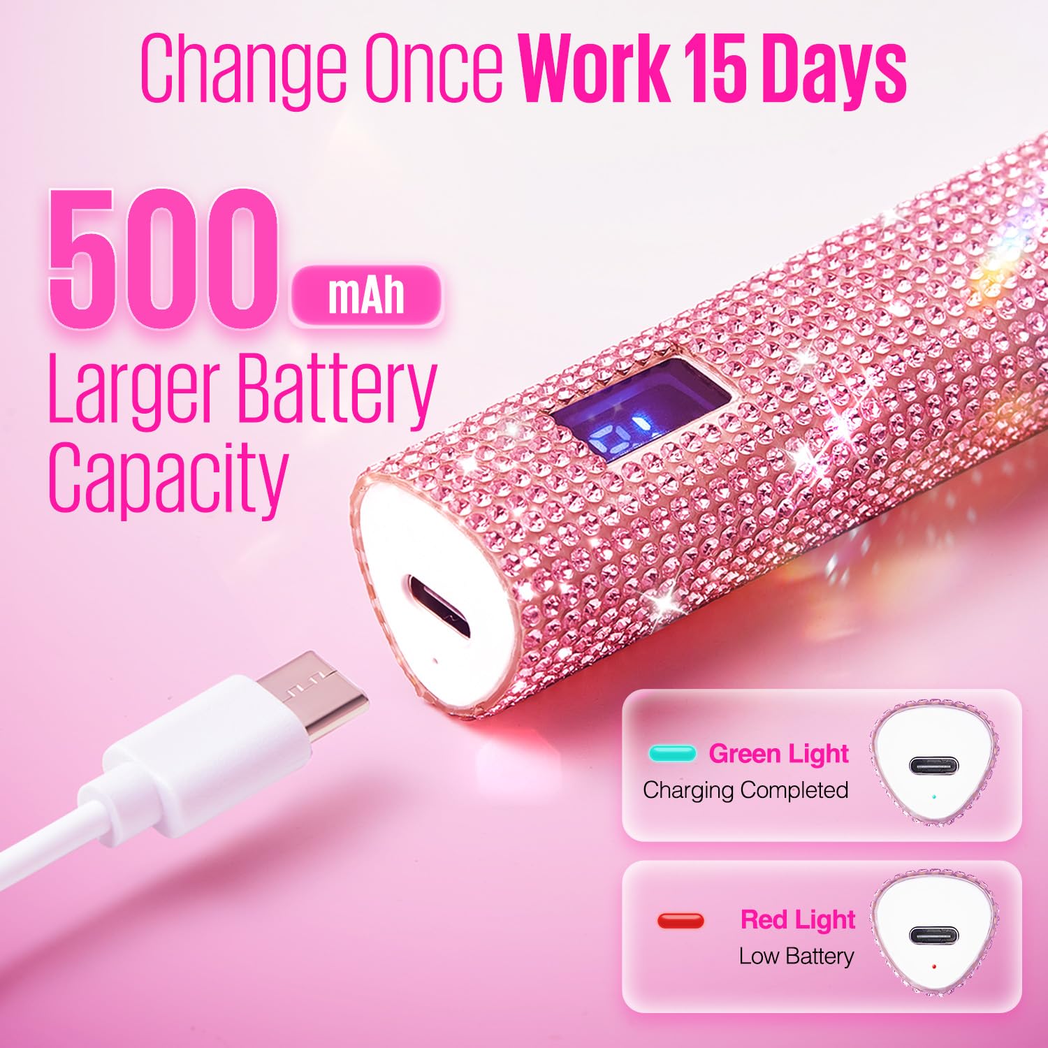 Professional Cordless UV LED Nail Lamp for Gel Polish - Pink Glitter Handheld Nail Dryer with Visible Timer & Touch Screen | Perfect for Gel Nails, Polish Stickers & Nail Art | Ideal Gift for Women & DIY Manicure at Home
