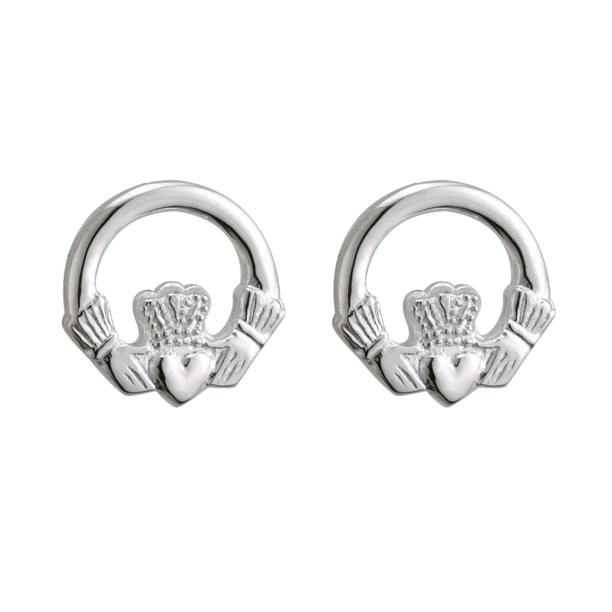 Authentic Irish Claddagh Stud Earrings - Sterling Silver Small Size - Perfect for St. Patrick's Day & Celtic Weddings
