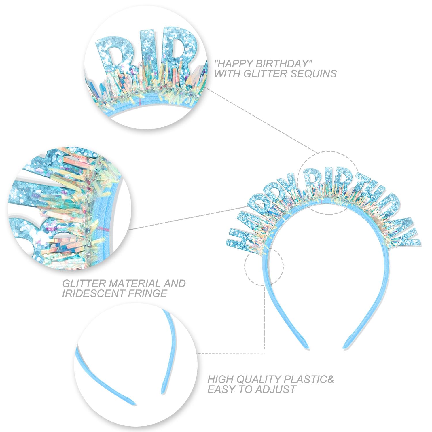Aprince Birthday Headband & Tiara Set - Blue Birthday Crown & Sash for Women & Girls - Happy Birthday Party Decorations - Perfect for Birthday Celebrations, Photo Shoots & Special Occasions