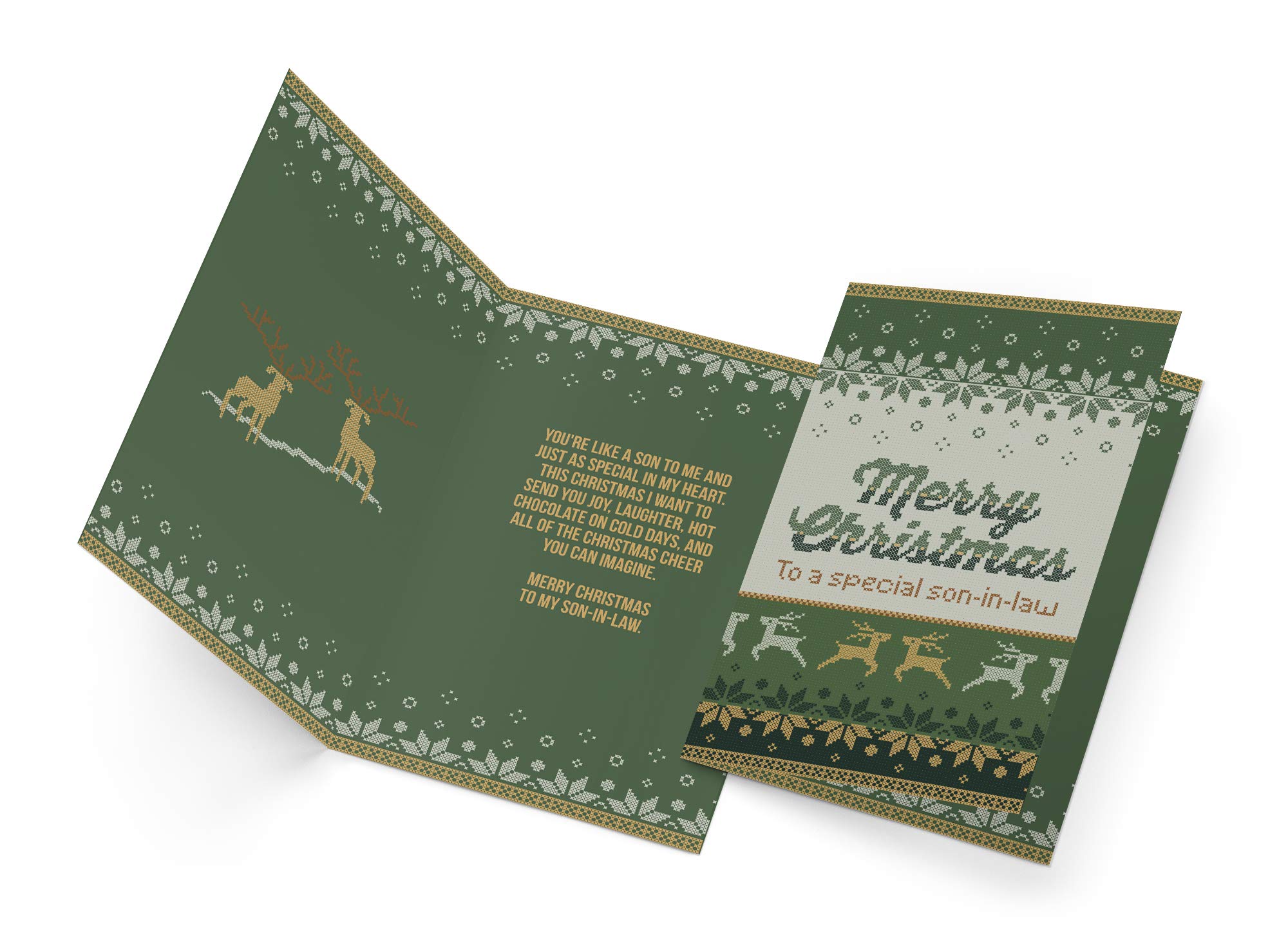 Premium Christmas Card for Son-in-Law - 5x7.75 Inch Eco-Friendly Greeting Card with Envelope - Made in USA - Thick Cardstock - Perfect for Holiday Gifts, Family Celebrations & Festive Mailings