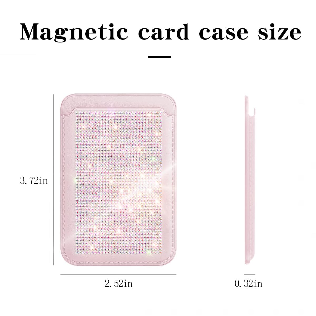 Sparkly Vegan Leather MagSafe Wallet for iPhone 15/14/13/12 - Bling Rhinestone Card Holder with Strong Magnet for Women & Girls (Pink) | Perfect for Parties, Shopping & Everyday Use