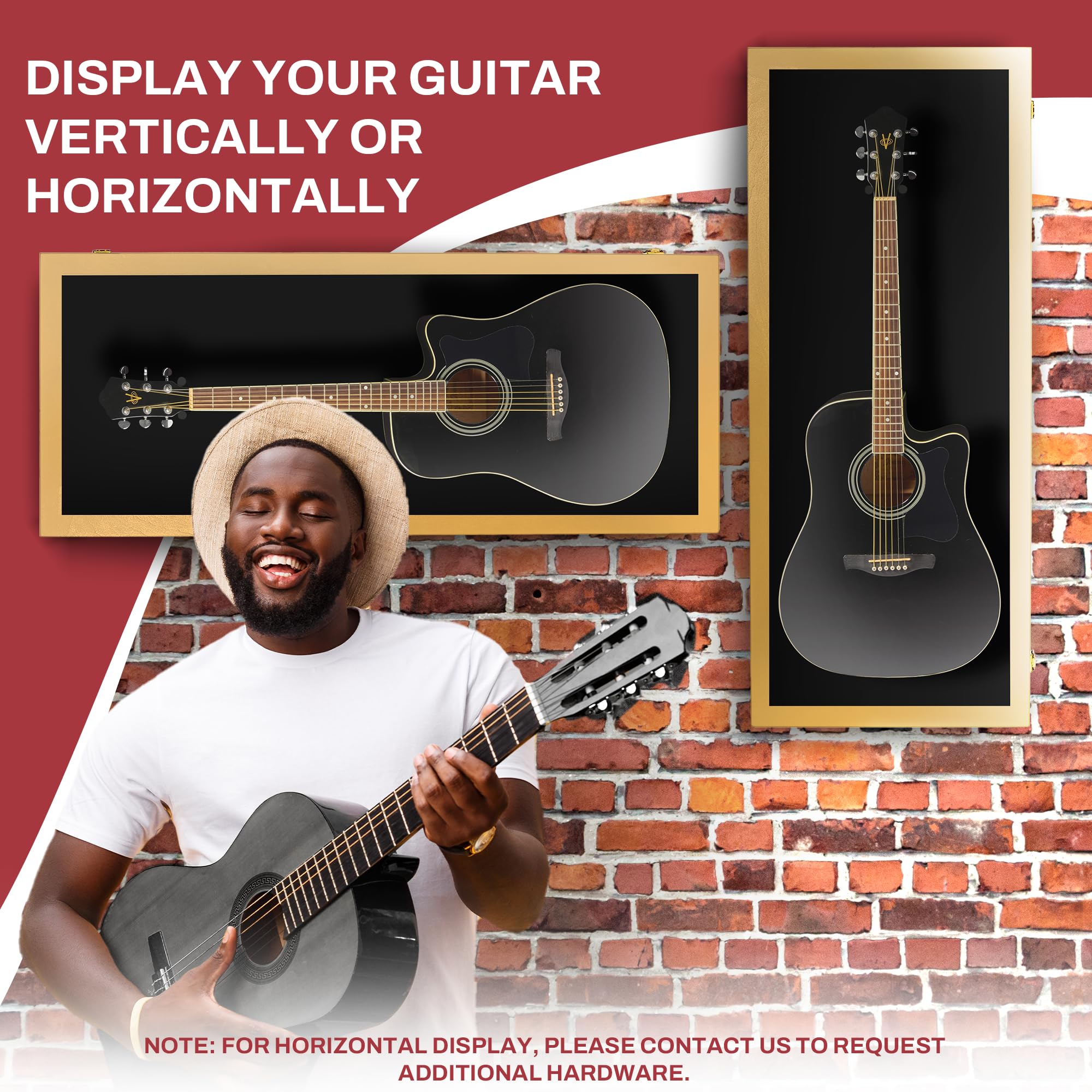 Premium Acoustic Guitar Display Case - Clear Acrylic Wall Mount with Hardwood Frame - Golden Oak & Black Felt Interior - Perfect for Home, Studio, or Music Store Showcase