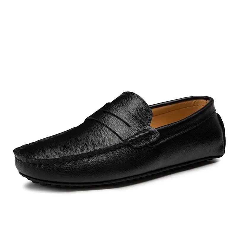Premium Genuine Leather Men's Loafers Size 38-49 | Comfortable Boat Shoes for Men | Classic Casual Flat Shoes | Perfect for Business, Office & Daily Wear