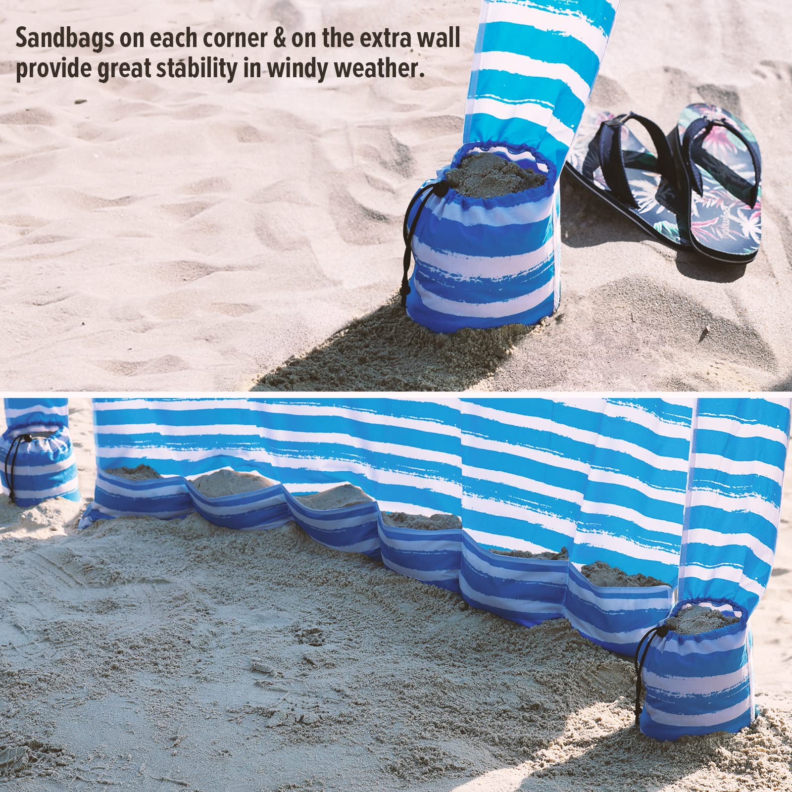 Qipi Beach Cabana - 6' x 6' Portable Sun Shelter with UPF 50+ UV Protection, Waterproof Canopy & Side Wall - Easy Setup Beach Tent for Family, Kids & Friends - Perfect for Beach Days, Picnics, Camping & Outdoor Adventures