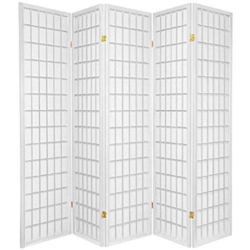5 Panel Room Divider Screen - White Folding Privacy Partition for Home, Office, Bedroom, and Studio Decor