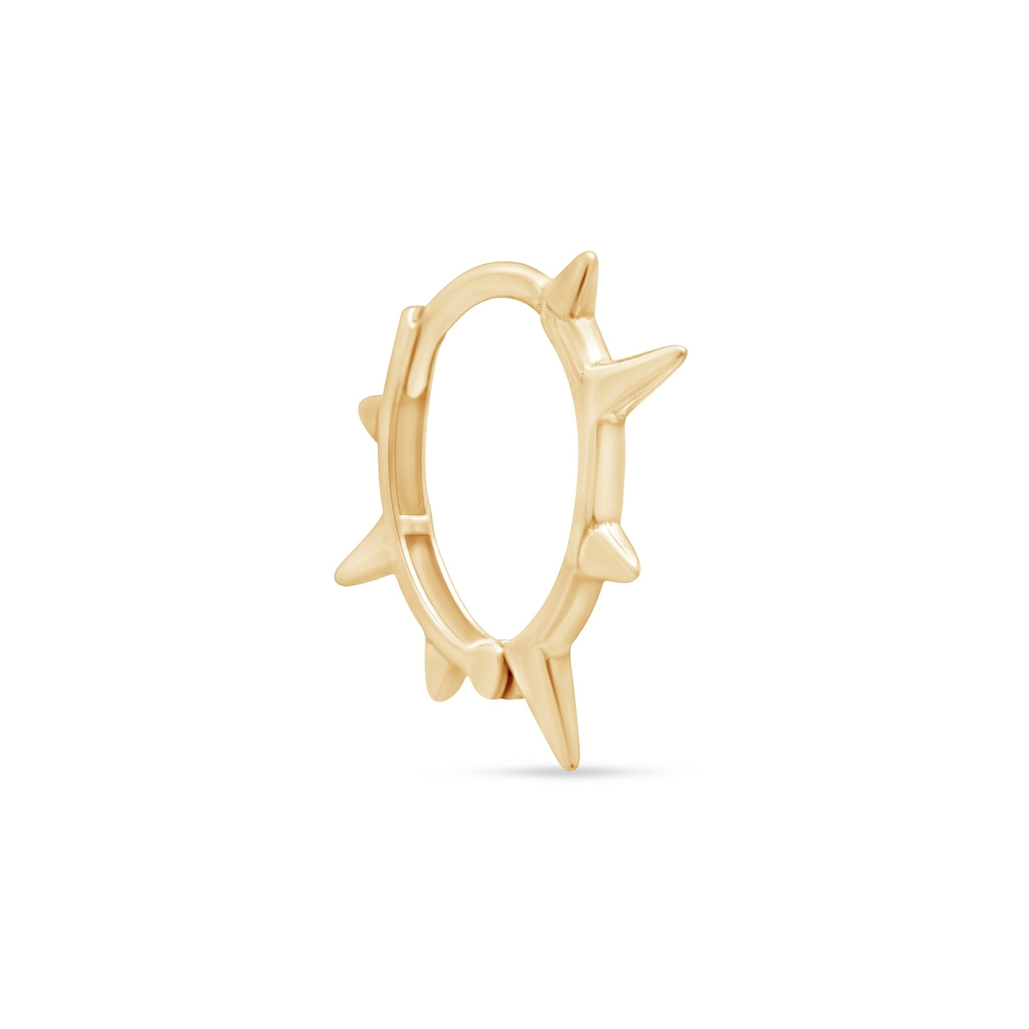 14K Yellow Gold Spiked Huggie Hoop Earrings for Women - Minimalist Punk Jewelry for Everyday Wear & Special Occasions
