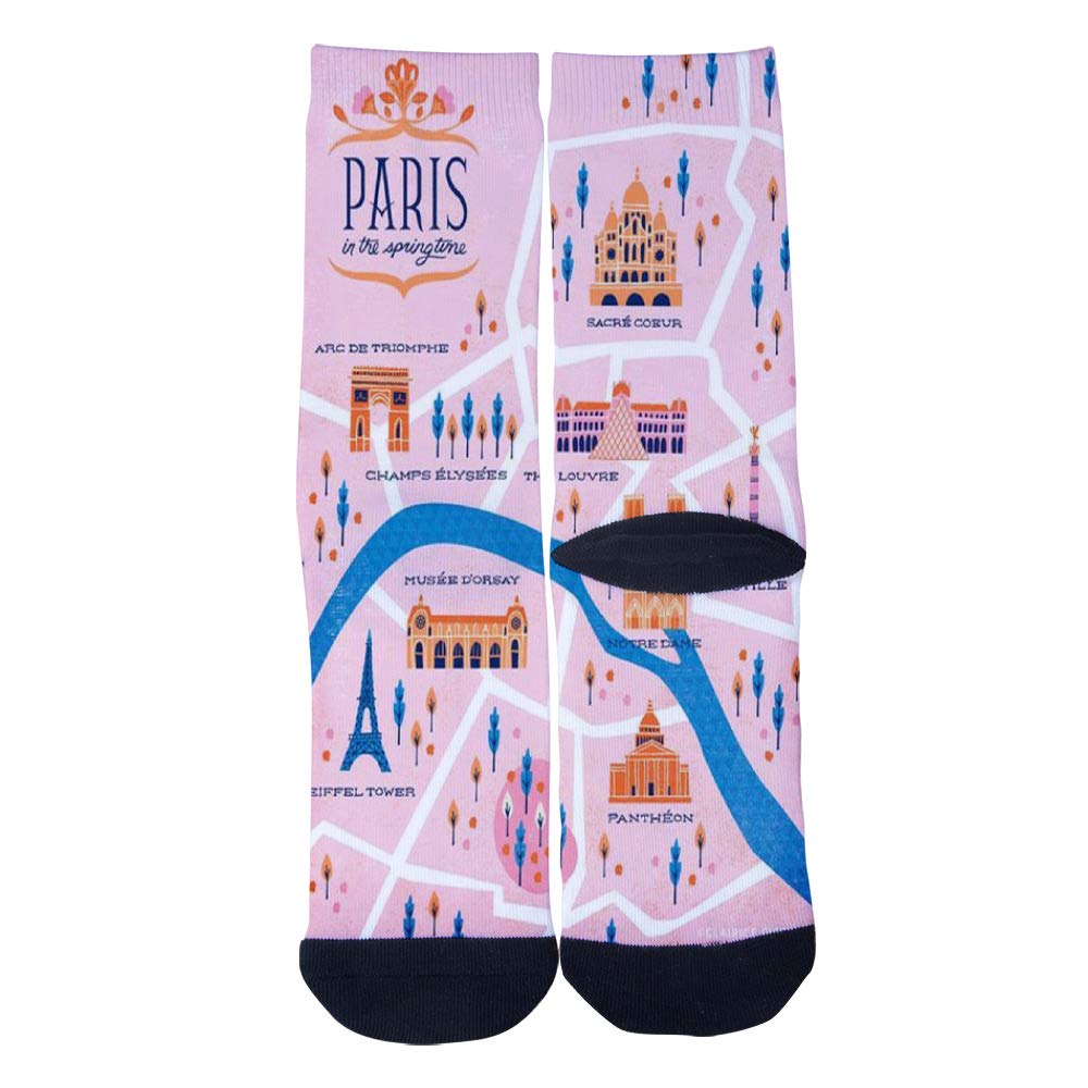 Men's & Women's Casual Retro Paris City Map Socks - Creative Custom Crew Socks for Travel Lovers | Perfect for Travel, Gifts & Unique Fashion Statements