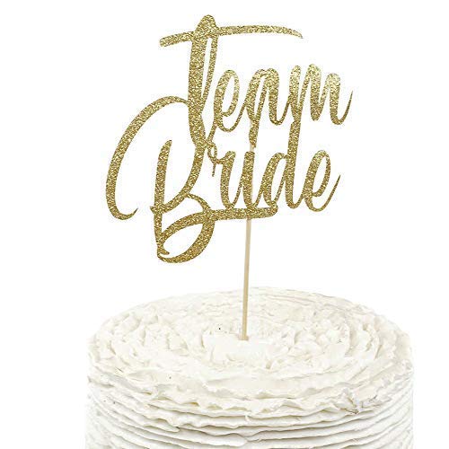 Gold Glitter Cake Topper for Wedding - Bride & Groom Cake Decor