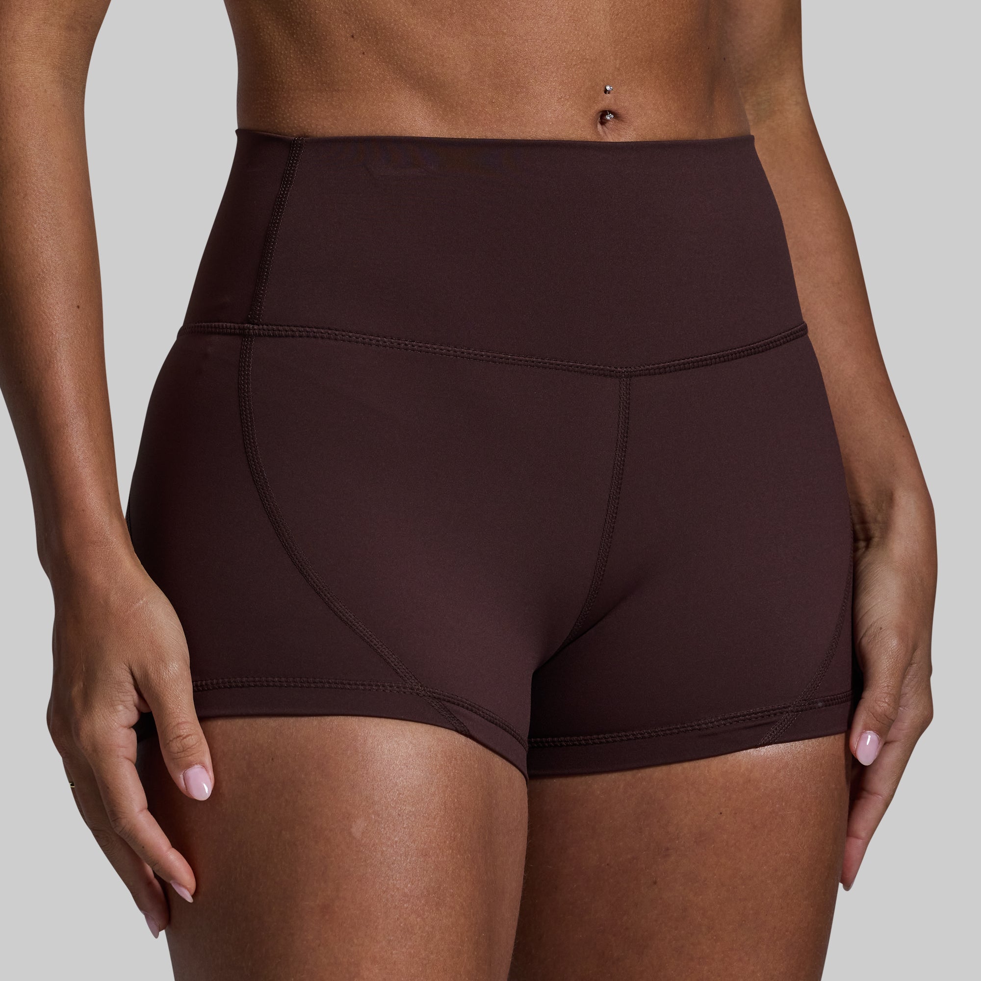 High Waisted Booty Shorts for Women - French Roast Color - Perfect for Gym, Yoga & Summer Outfits