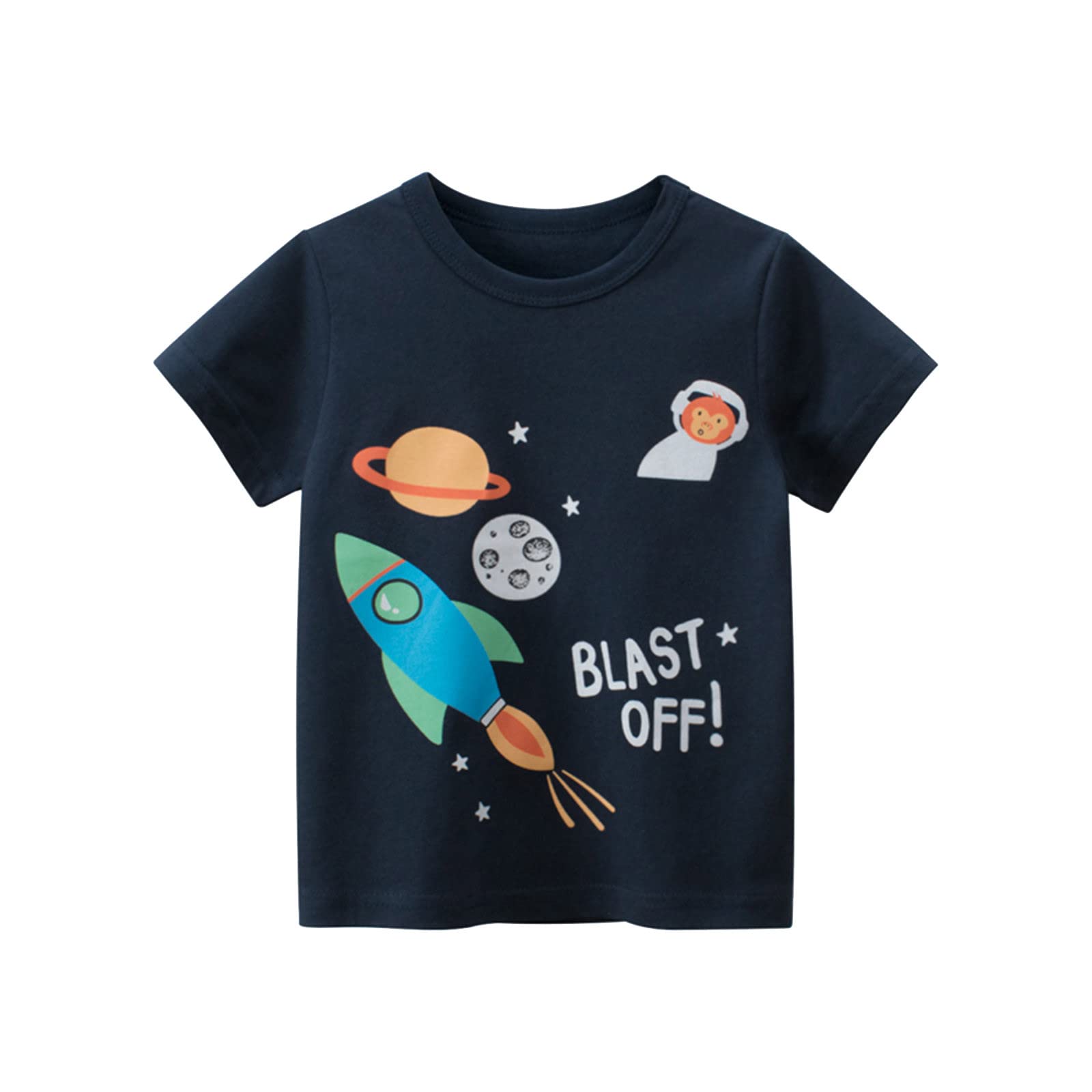 Soft Cartoon Print Short Sleeve T-Shirt for Toddler Girls & Boys - Loose Fit Comfortable Cotton Tee for Playtime, Daycare & Family Outings
