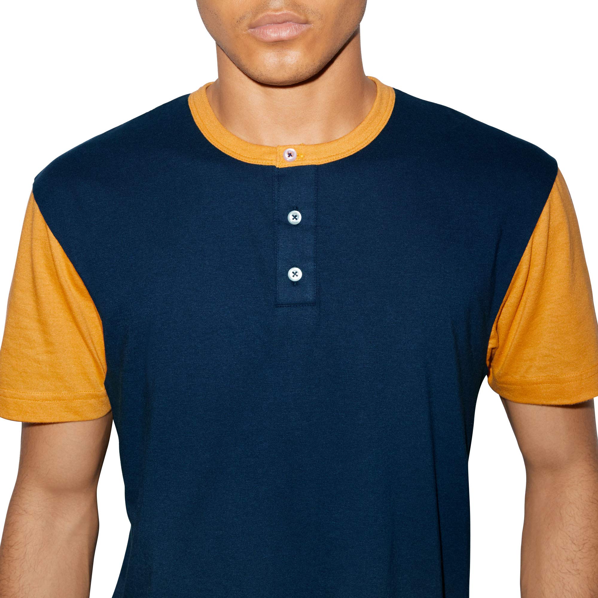 American Apparel Men's 50/50 Short Sleeve Colorblock Henley Shirt - Soft Cotton Blend Casual Tee for Everyday Wear, Gym & Outdoor Activities