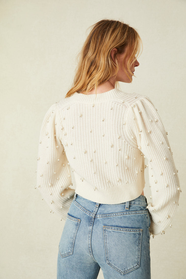 Frances Embellished Cardigan for Women - Elegant Knit Sweater with Beaded Details | Perfect for Office Wear, Date Nights & Fall Layering