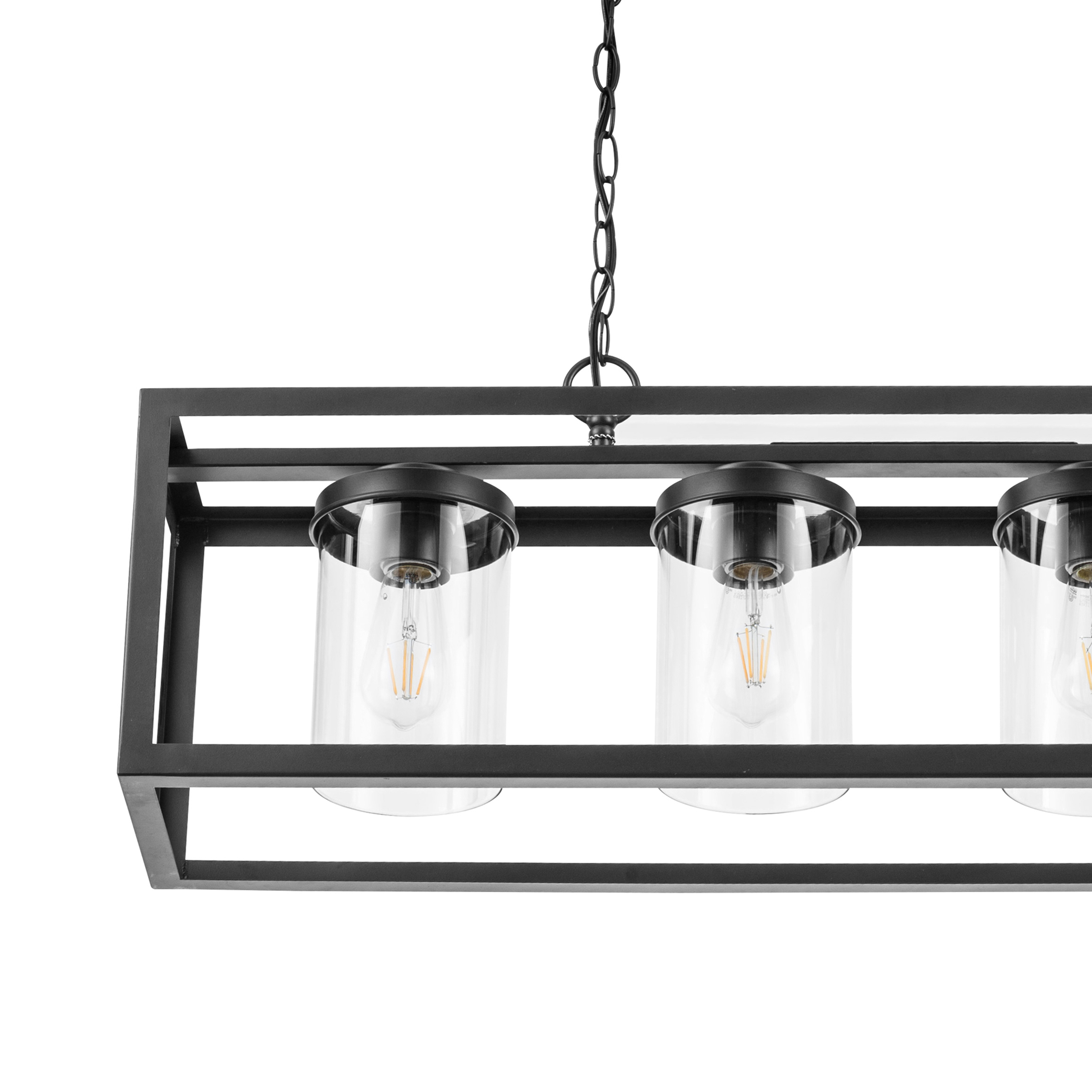 Sitka 4-Light Linear Chandelier in Matte Black - Modern Dining Room Pendant Light for Kitchen Island, Entryway, and Contemporary Home Decor