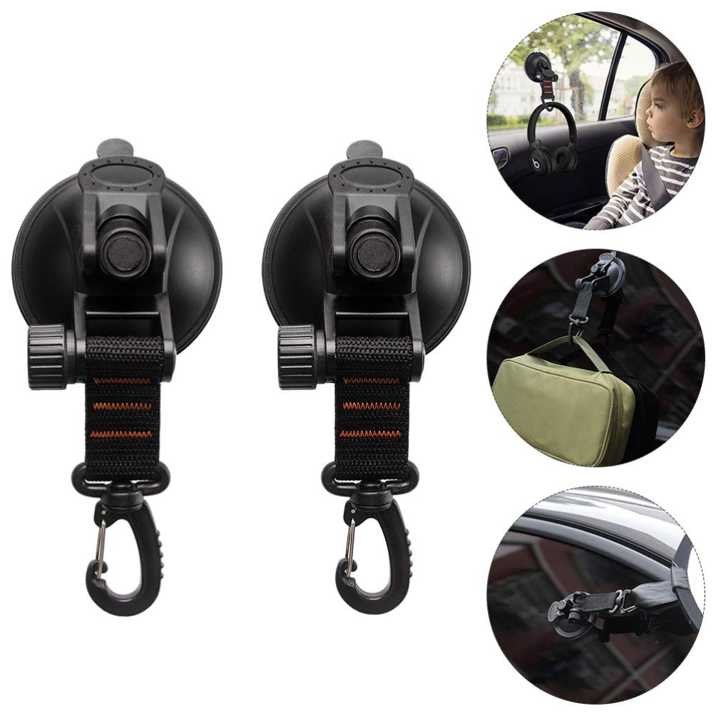 FAVOMOTO 2-Pack Portable Suction Cup Hooks for Camping, Travel & Outdoor - Heavy Duty Hanging Hooks for Toiletries, Side Awnings, Gear Organization in Tents, RVs & Home Use