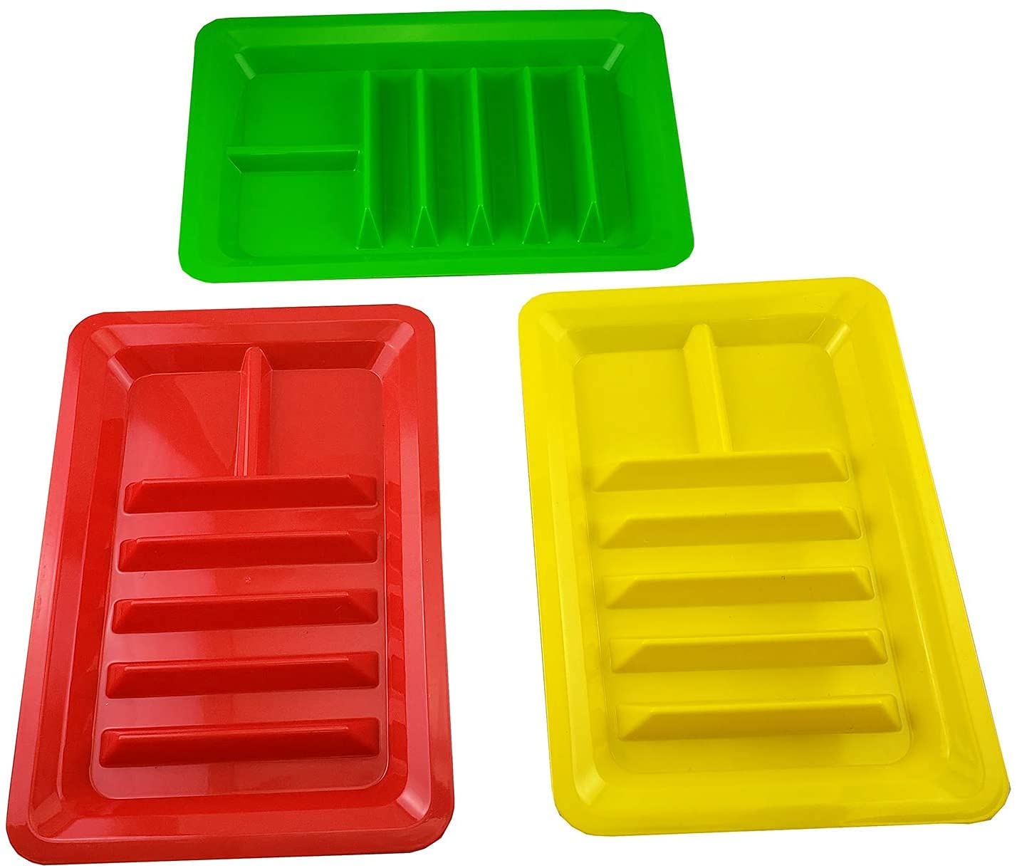 3-Piece Taco Holder Stand Set - Colorful Plastic Taco Plate Dividers for Serving (Rectangle) - Perfect for Taco Tuesday, Parties & Mexican-Themed Events