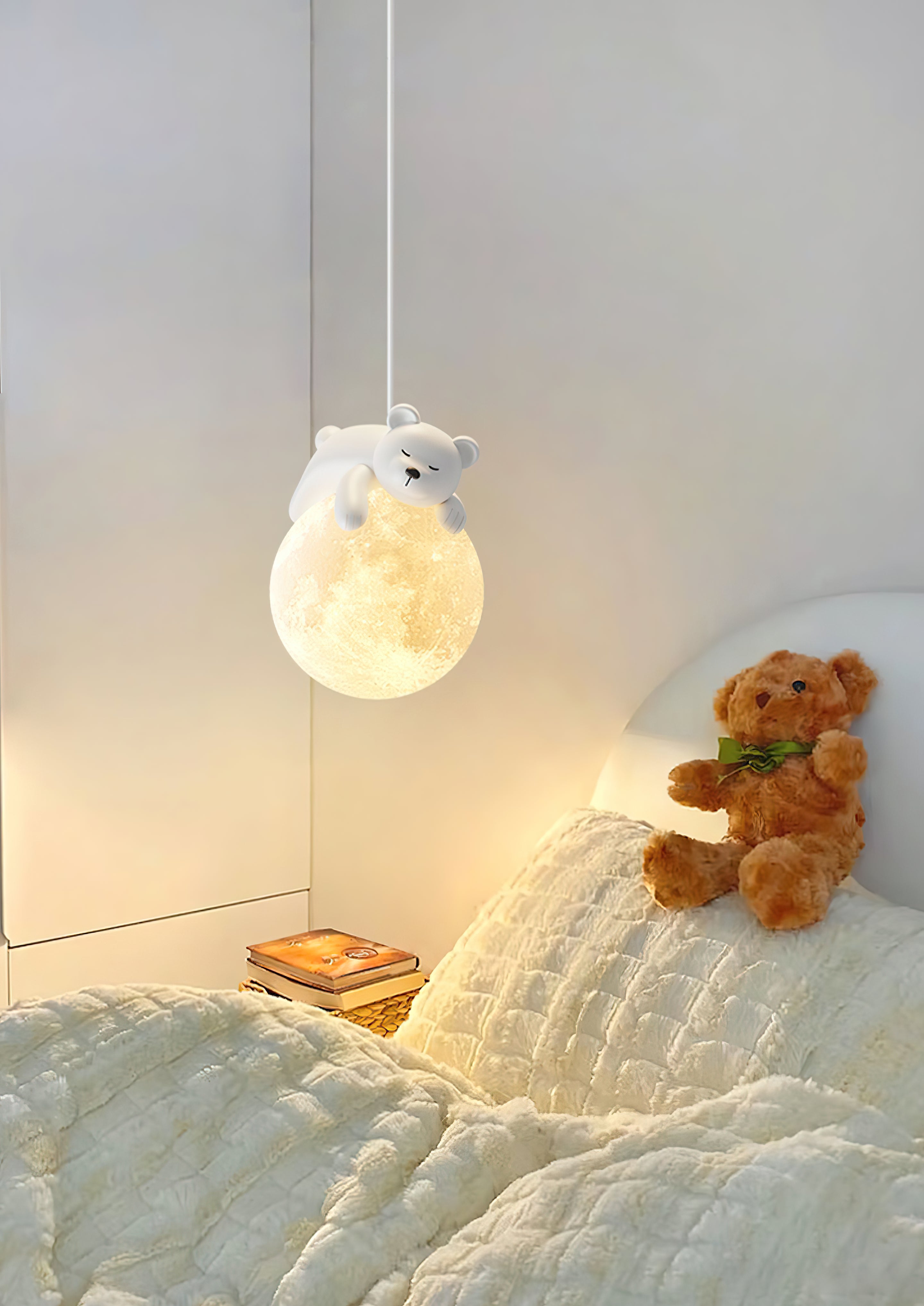 Stylish Cream Animal Pendant Lamp - Modern Nursery Decor, Kids Room Lighting & Boho Home Accent