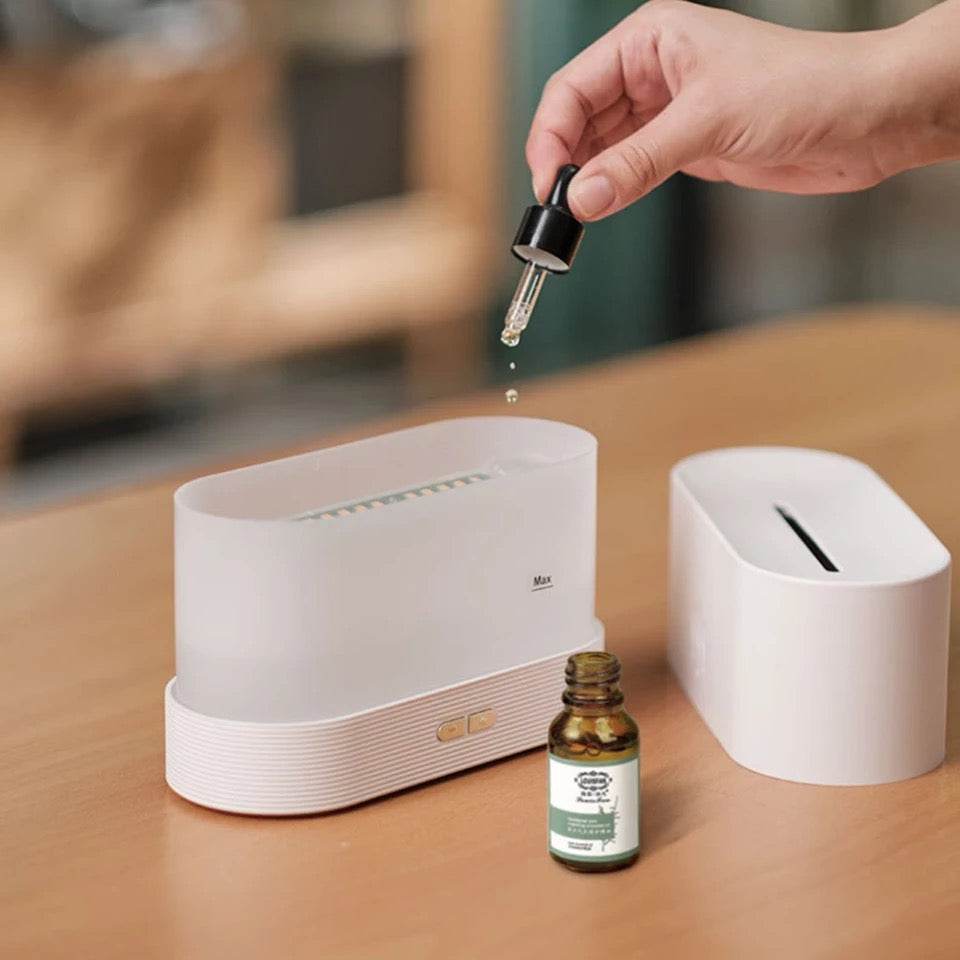 Premium Flame Diffuser & Ultrasonic Humidifier - Aromatherapy Essential Oil Diffuser with LED Lights for Home, Office, Yoga & Spa Relaxation