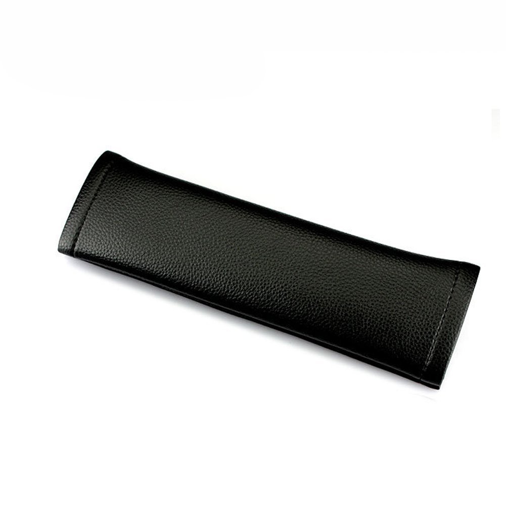 Premium Leather Seat Belt Shoulder Pad for Cars - Black | Comfortable & Adjustable | Perfect for Long Drives, Commuting & Road Trips