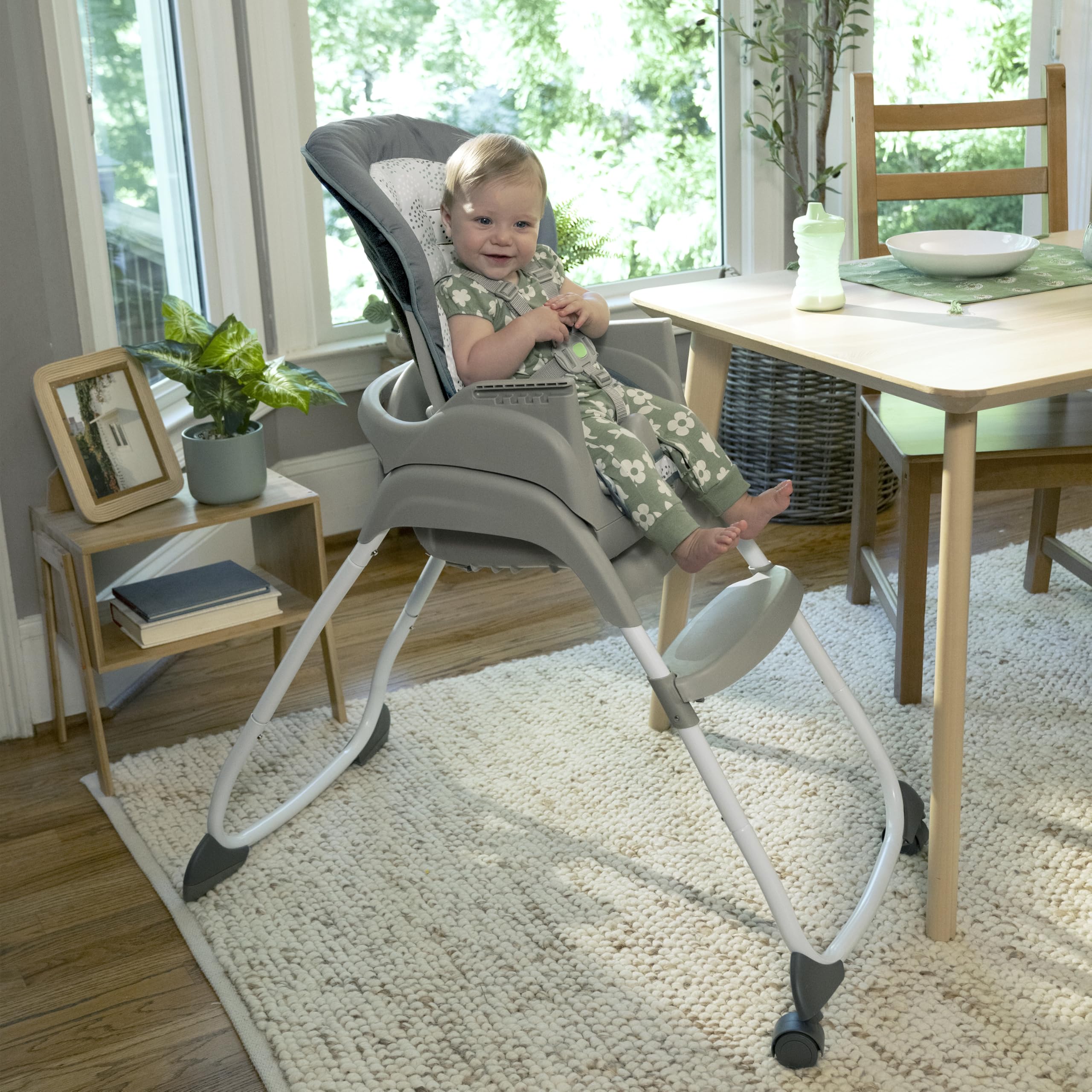 Ingenuity 6-in-1 Convertible High Chair for Babies & Toddlers (0-5 Years) - 6 Adjustable Modes, 2 Dishwasher-Safe Trays, Astro Design (Model 13108) - Perfect for Feeding, Learning & Playtime at Home or Daycare
