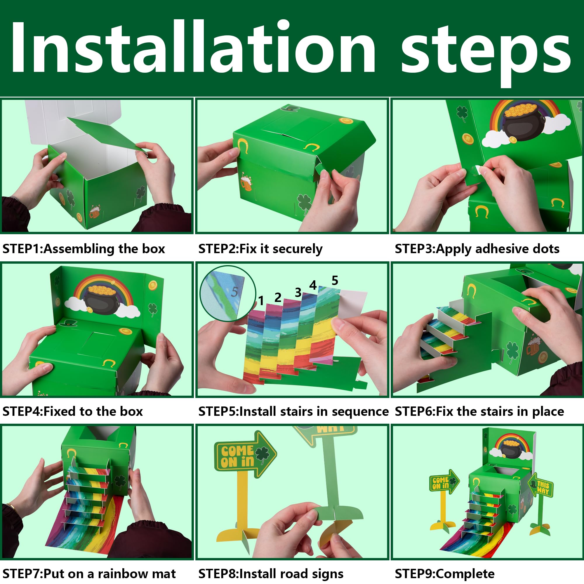 RunNico St. Patrick's Day Leprechaun Trap Kit - DIY Craft for Kids, Classroom & Home Party - Rainbow Themed St Patricks Day Decorations to Catch a Leprechaun - Perfect for School Activities & Family Fun