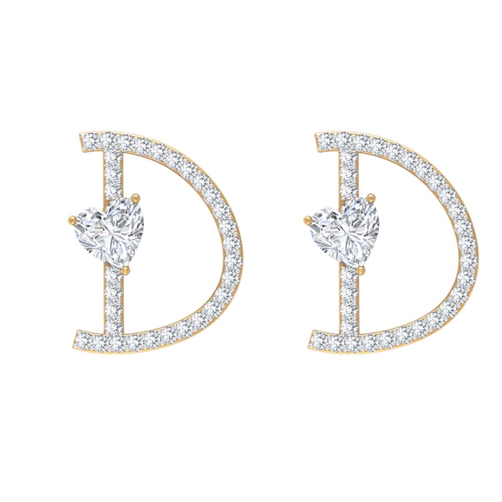 Diamond Initial Earrings A-Z | 14K Solid Gold Personalized Stud Earrings for Women | Screw Back Closure | Perfect Gift for Birthdays, Anniversaries & Graduations
