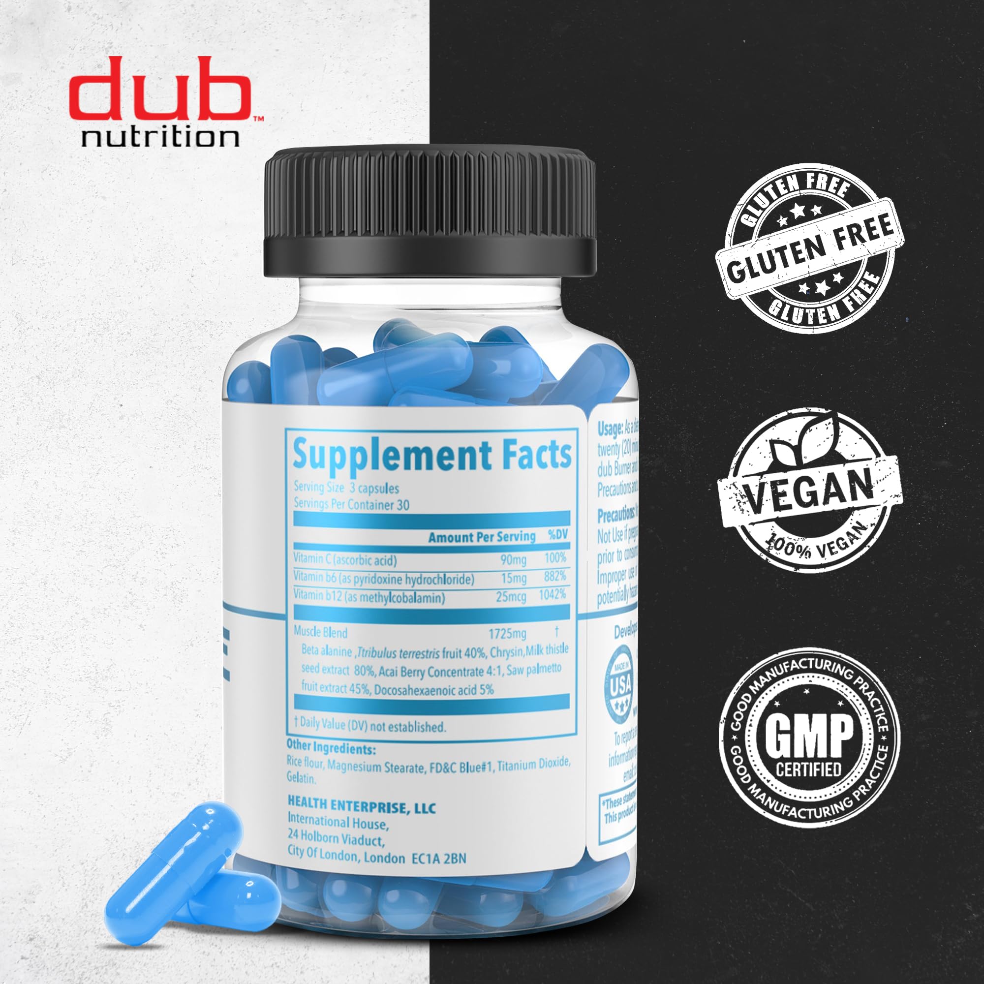 Premium Muscle Recovery Supplement with Milk Thistle, Beta Alanine & Acai - Vitamin B6 & C for Strength & Wellness - 90 Capsules - Post-Workout & Athletic Performance Support