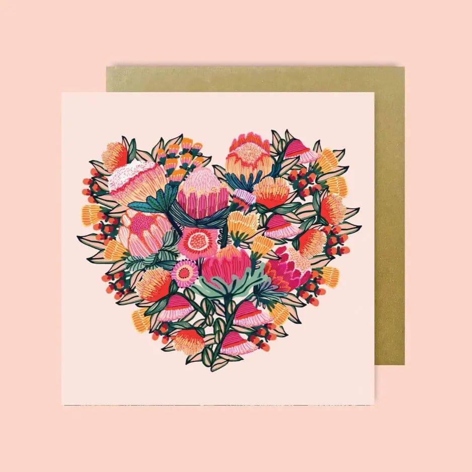 Heart of Flowers Magnet & Greeting Card Gift Set - Perfect for Valentine's Day, Mother's Day & Birthday Gifts
