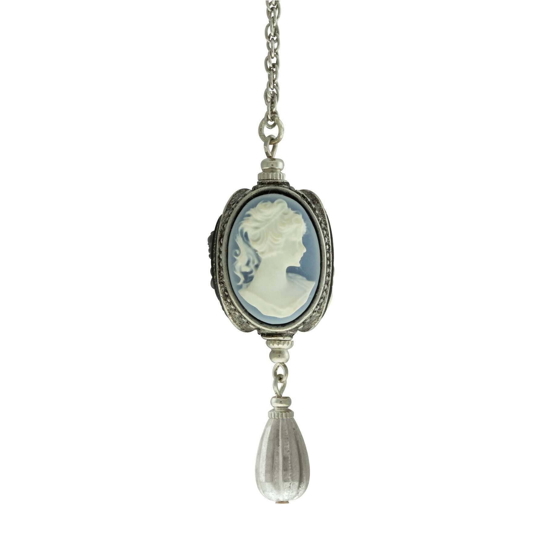 1928 Jewelry Monarchy Cameo 3-Way Spinner Drop Pendant Necklace - 24