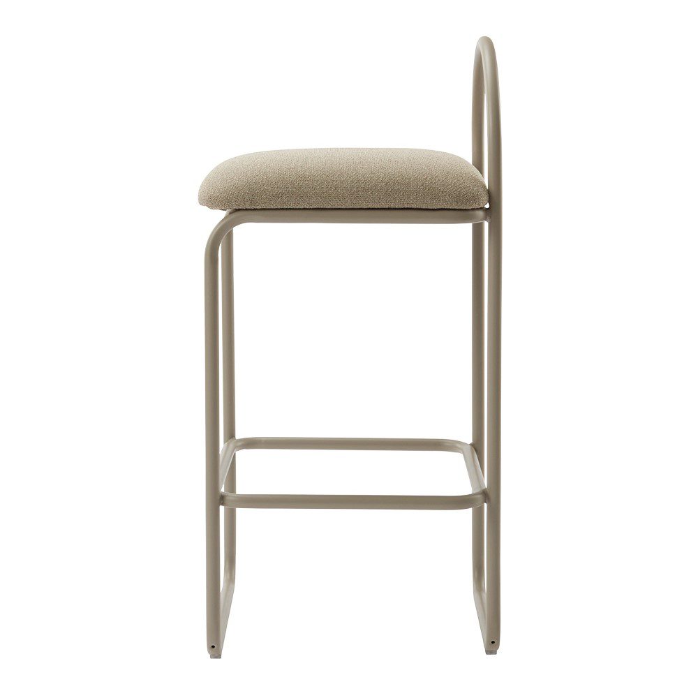 AYTM Angui Bar Chair - Modern Counter Stool with Taupe Boucle Upholstery, 2 Height Options for Kitchen Island, Breakfast Bar & Dining Room Decor
