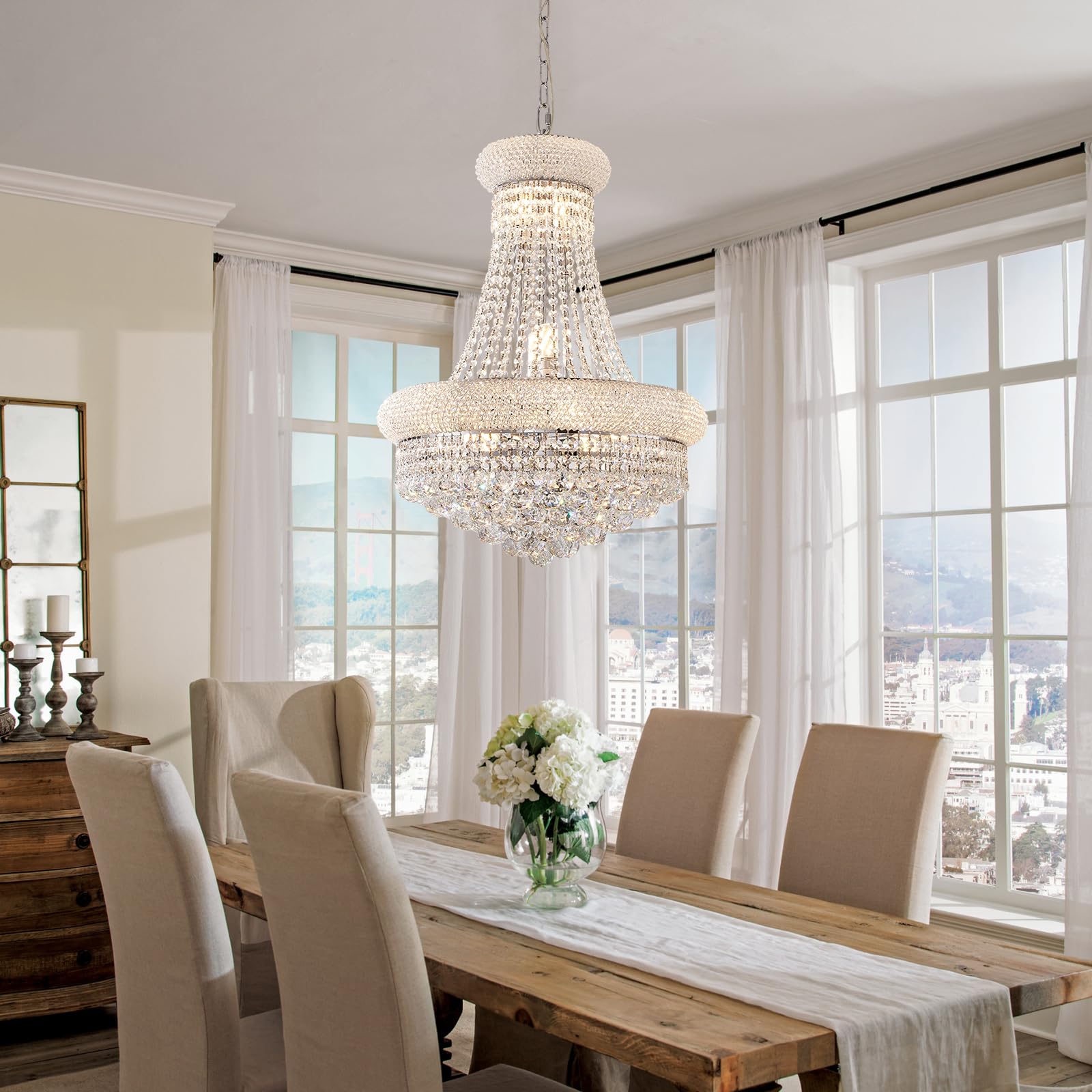 12-Light Chrome Finish Empire Crystal Chandelier - 22