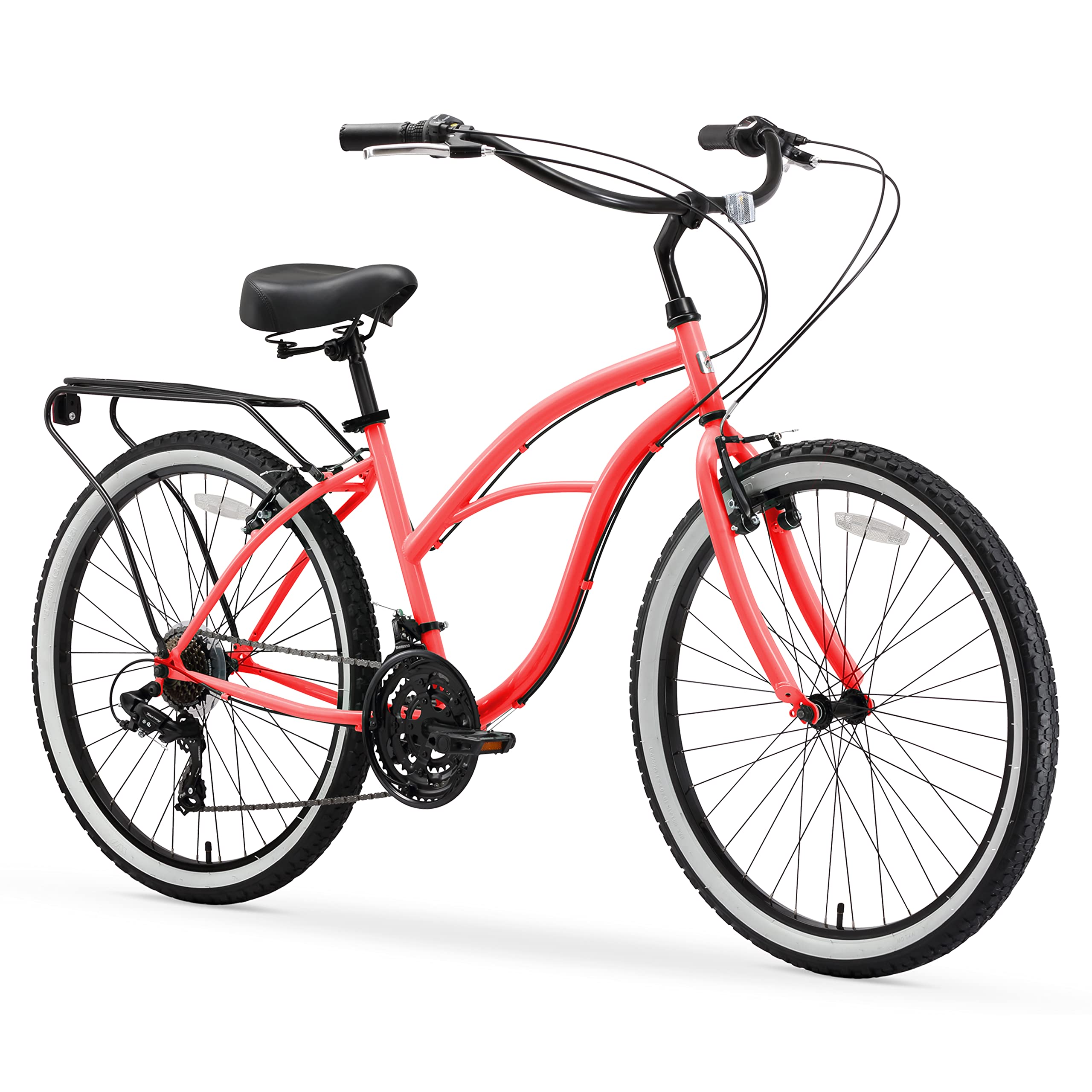 sixthreezero Around The Block Women's Beach Cruiser Bike - 1/3/7/21 Speed Bicycle with 26