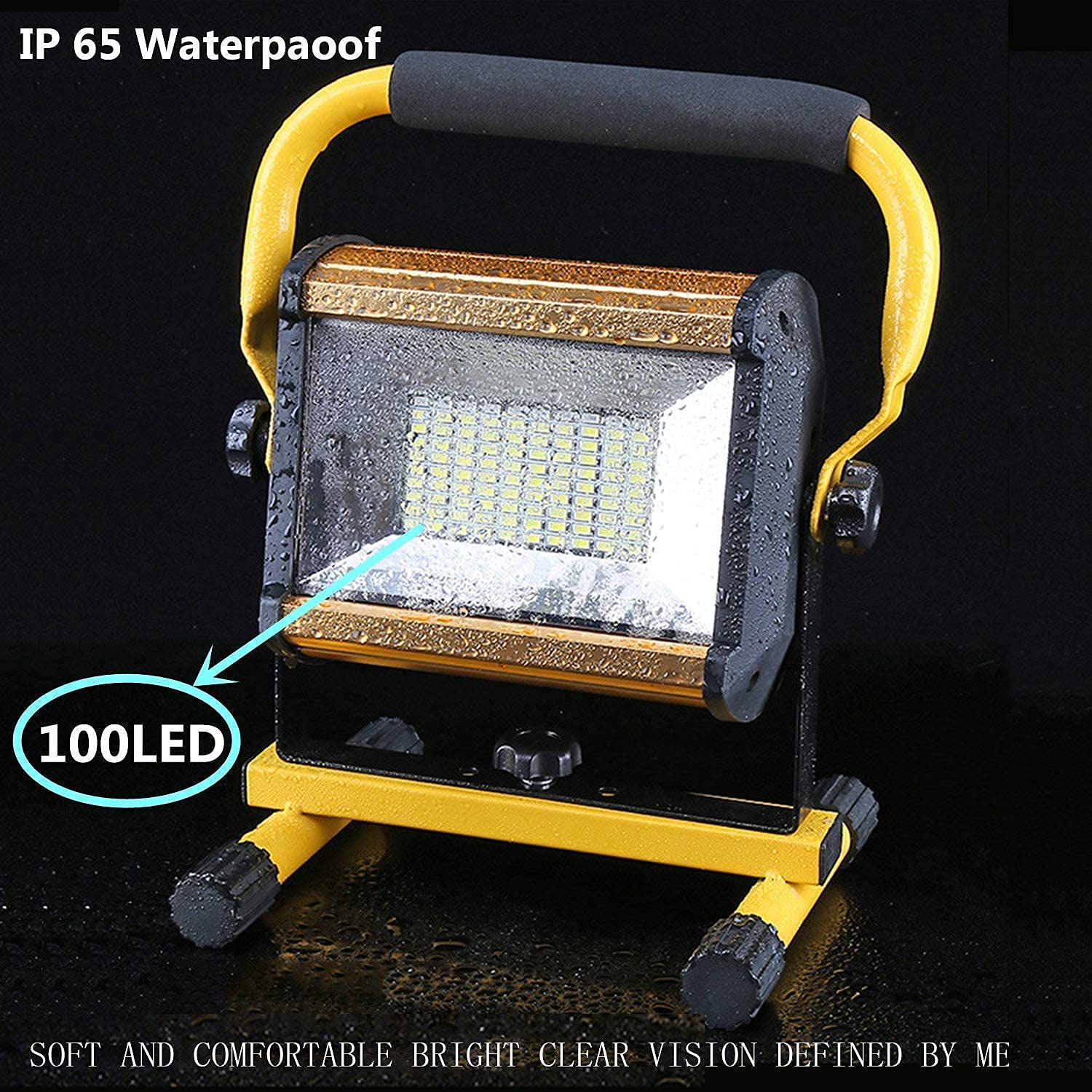 KEppd 8000LM Rechargeable LED Work Light - 100 LED Flood Light (Equivalent to 1000W) Waterproof Portable Lighting for Camping, Hiking, Auto Repair & Outdoor Activities
