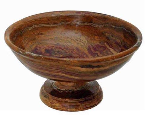 12 Inch Large Red Onyx Stone Fruit Bowl - Elegant Marble Pedestal Centerpiece for Dining Table Decor, Kitchen Display & Luxury Home Decor
