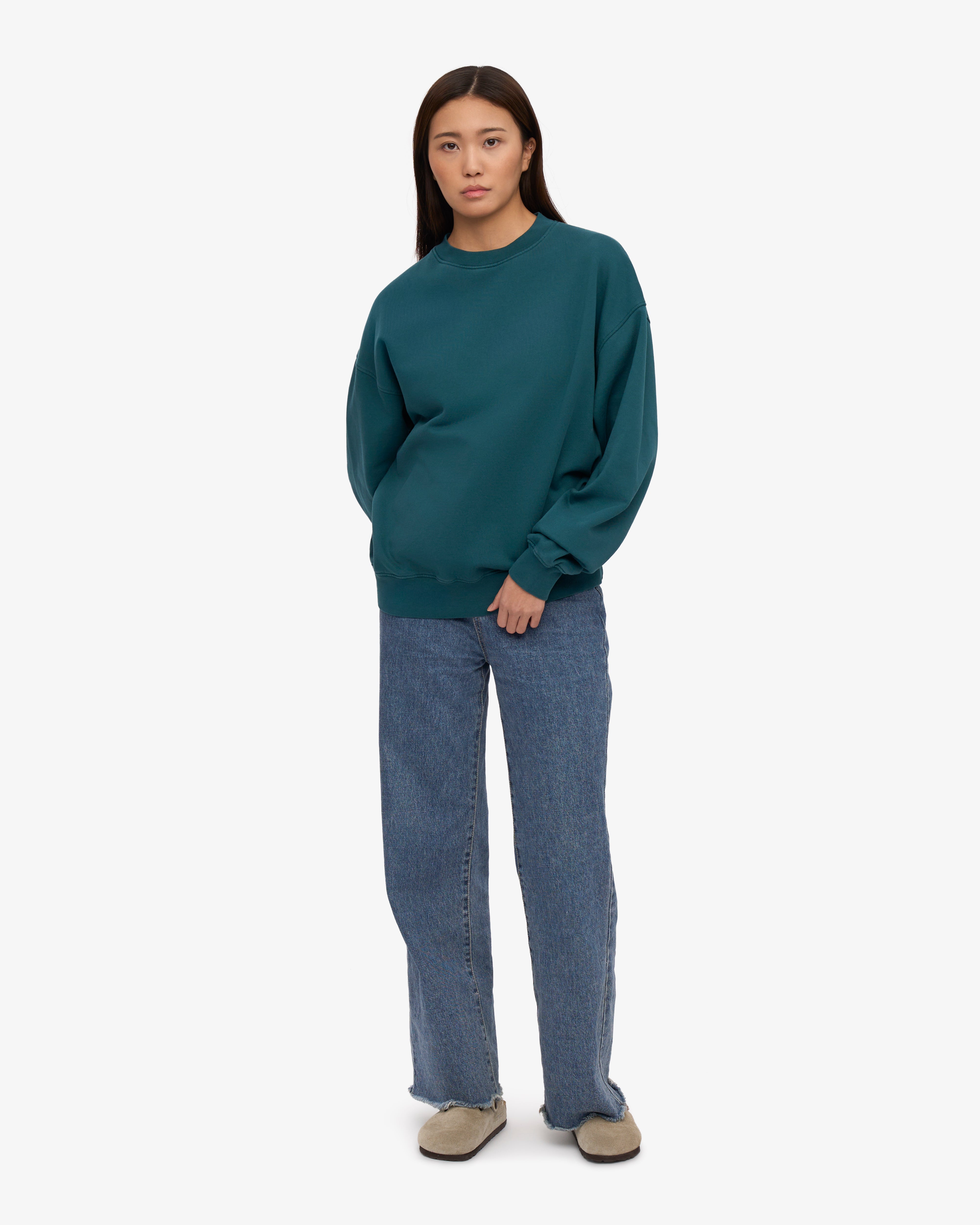 Organic Oversized Crewneck Sweatshirt - Soft & Comfortable Unisex Pullover in Ocean Green - Perfect for Casual Wear, Loungewear & Street Style