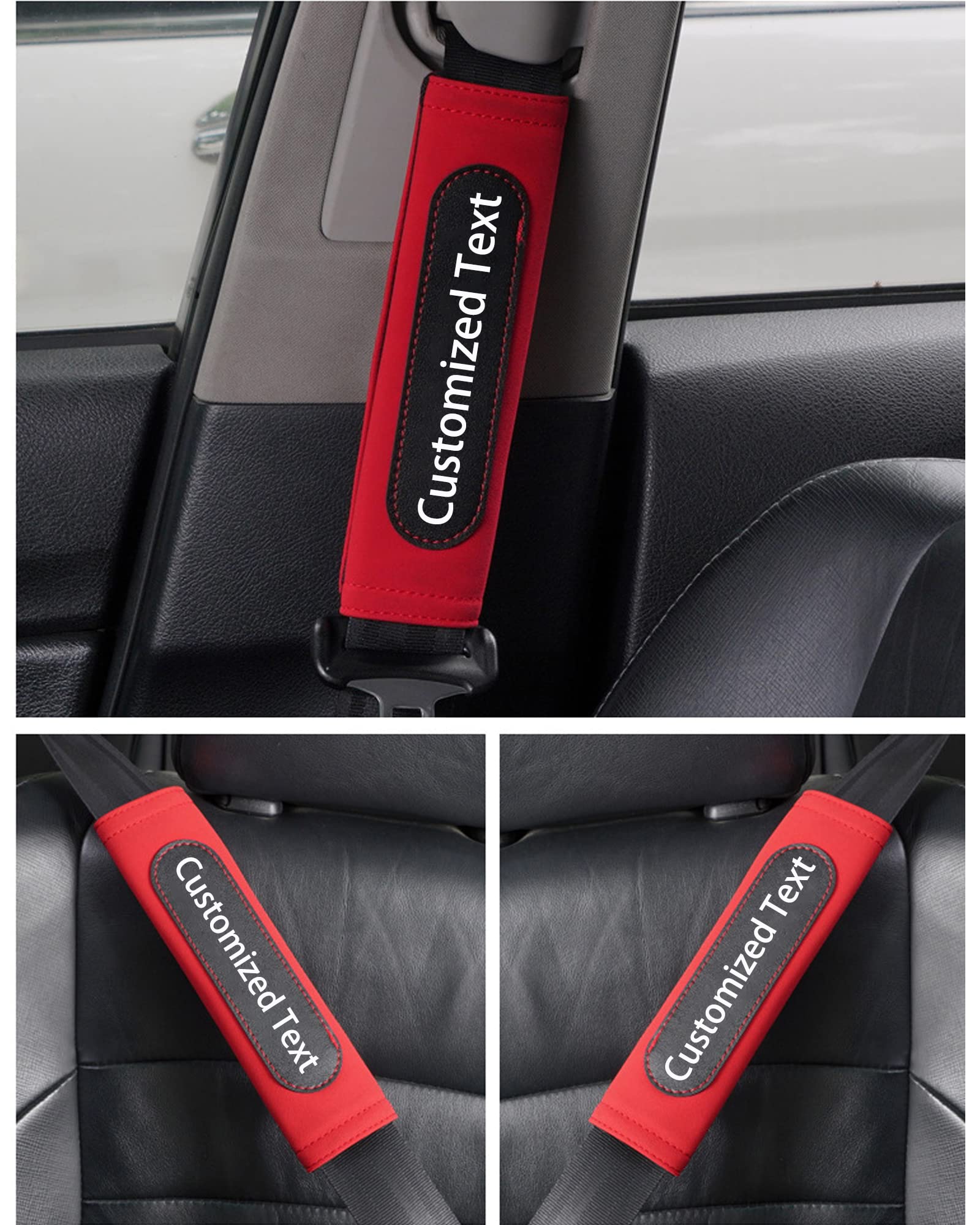 Custom Suede Car Seat Belt Cover Pad - Personalized Shoulder Protector for Comfort & Safety (Red) | Ideal for Long Drives, Road Trips & Daily Commutes