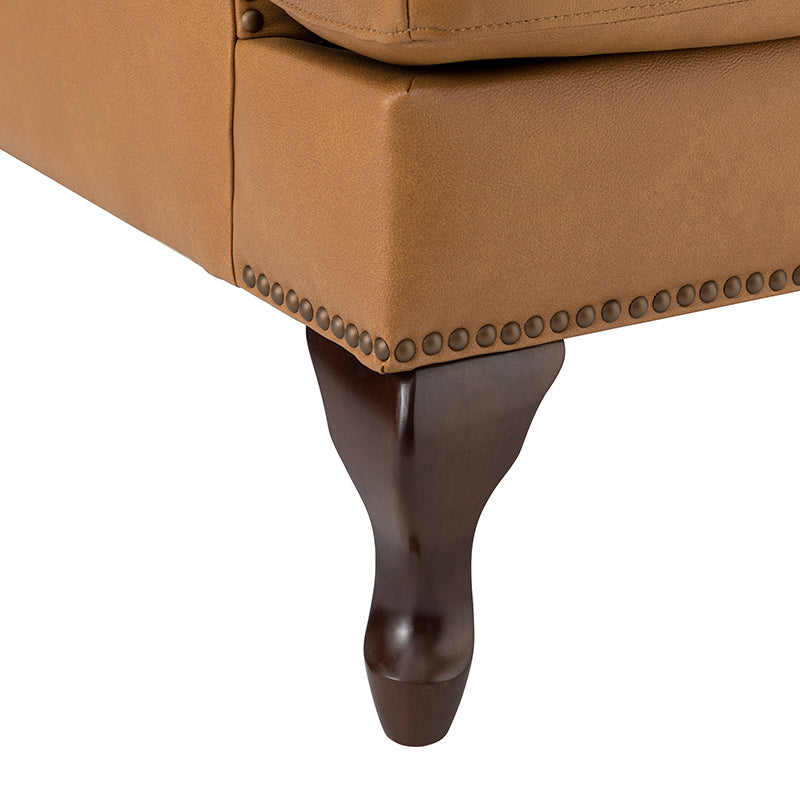 Premium Wilhelm Genuine Leather Armchair - Handcrafted Brown Leather Lounge Chair with Solid Wood Frame - Perfect for Living Room, Office & Study Spaces