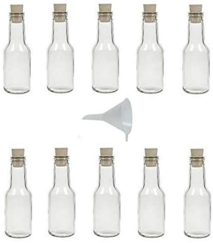 10-Pack Small Glass Bottles 150ml with Cork Stoppers & 7cm Funnel - Perfect for DIY Essential Oils, Spices Storage & Home Decor - Viva Haushaltswaren