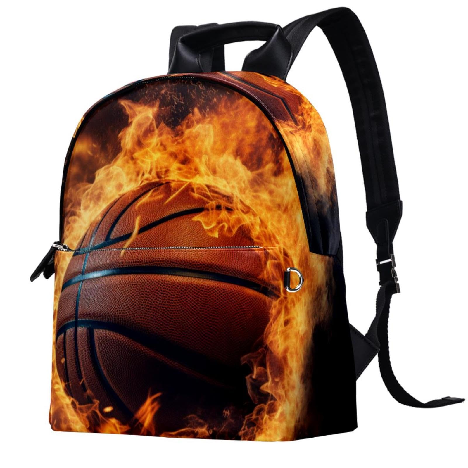 Stylish Flame & Retro Basketball Backpack - Durable Travel & Work Backpack for Men & Women - Perfect for Commuting, Gym, School & Outdoor Adventures