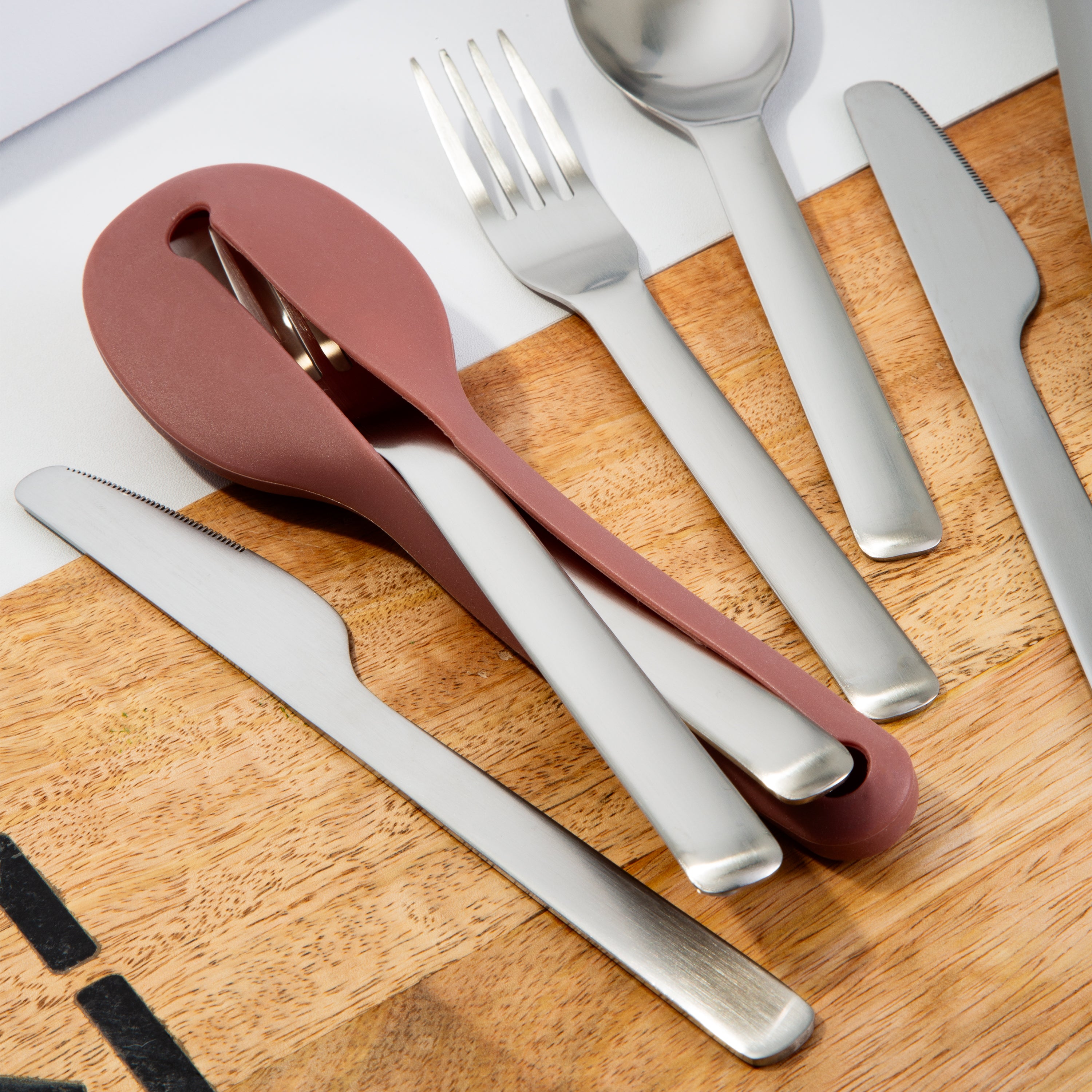 BergHOFF Leo 8-Piece Travel Flatware Set - Stainless Steel Cutlery for Camping, Picnics & On-The-Go Dining | Compact & Durable Utensils