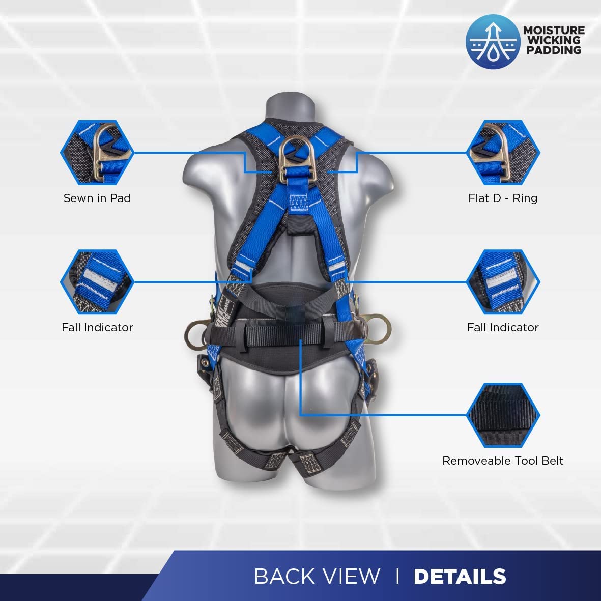 Palmer Safety Fall Protection Harness Kit - Hammerhead Series with Premium Safety Harness, Lanyard & D-Ring Extender | OSHA Compliant Work at Height Gear for Construction, Roofing & Industrial Safety