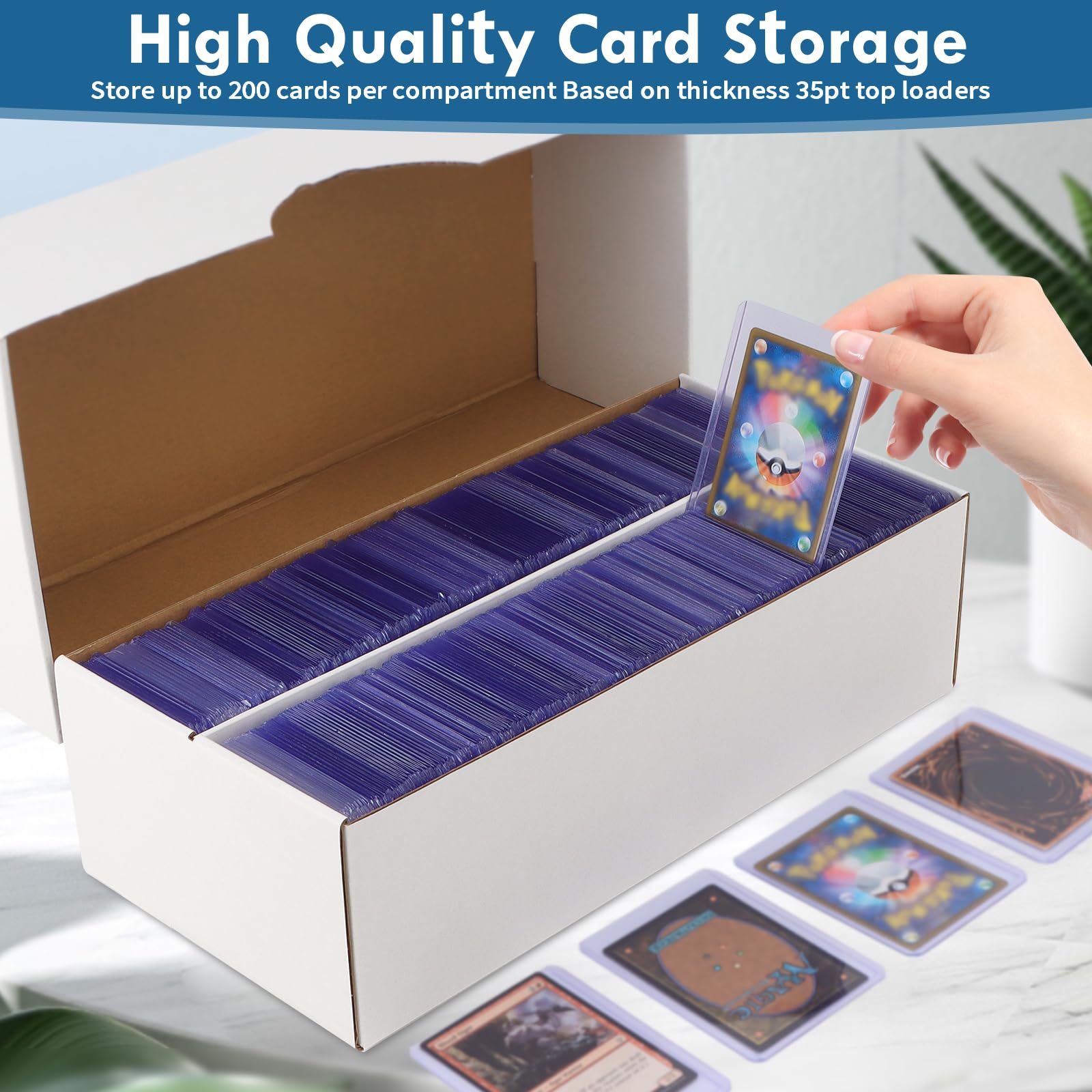 1600-Count Trading Card Storage Box - Bulk Sports Card Organizer for Basketball, Graded & Collector Cards (6-Pack) | Perfect for Card Collectors, Tournaments & Home Organization