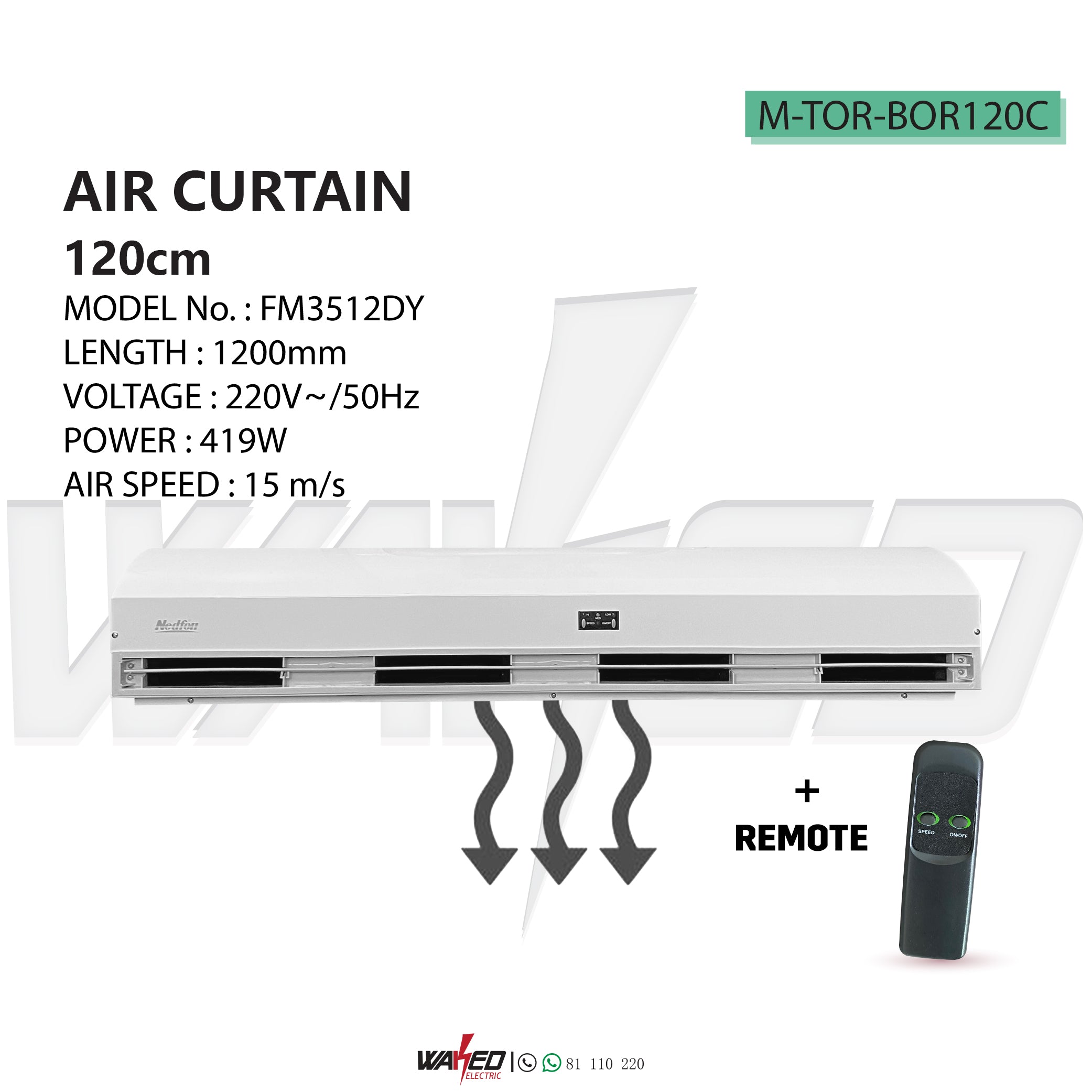 120cm Commercial Air Curtain - Energy Efficient Air Barrier for Doors & Entrances - Ideal for Restaurants, Retail Stores & Warehouses