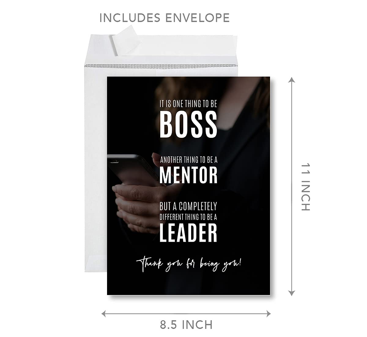 Funny National Boss's Day Jumbo Card - 8.5 x 11 Inch Blank Greeting Card with Envelope for Female Boss, Mentor & Leader | Humorous Office Banter, Congratulations Card for Her (1-Pack) | Perfect for Workplace Celebrations & Appreciation Gifts