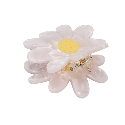 Elegant Flower Hair Clips - Daisy Shaped Hair Claw for Women, Fashion Hair Accessories & Braiding Tool, DIY Styling for Home, Party & Wedding (White)