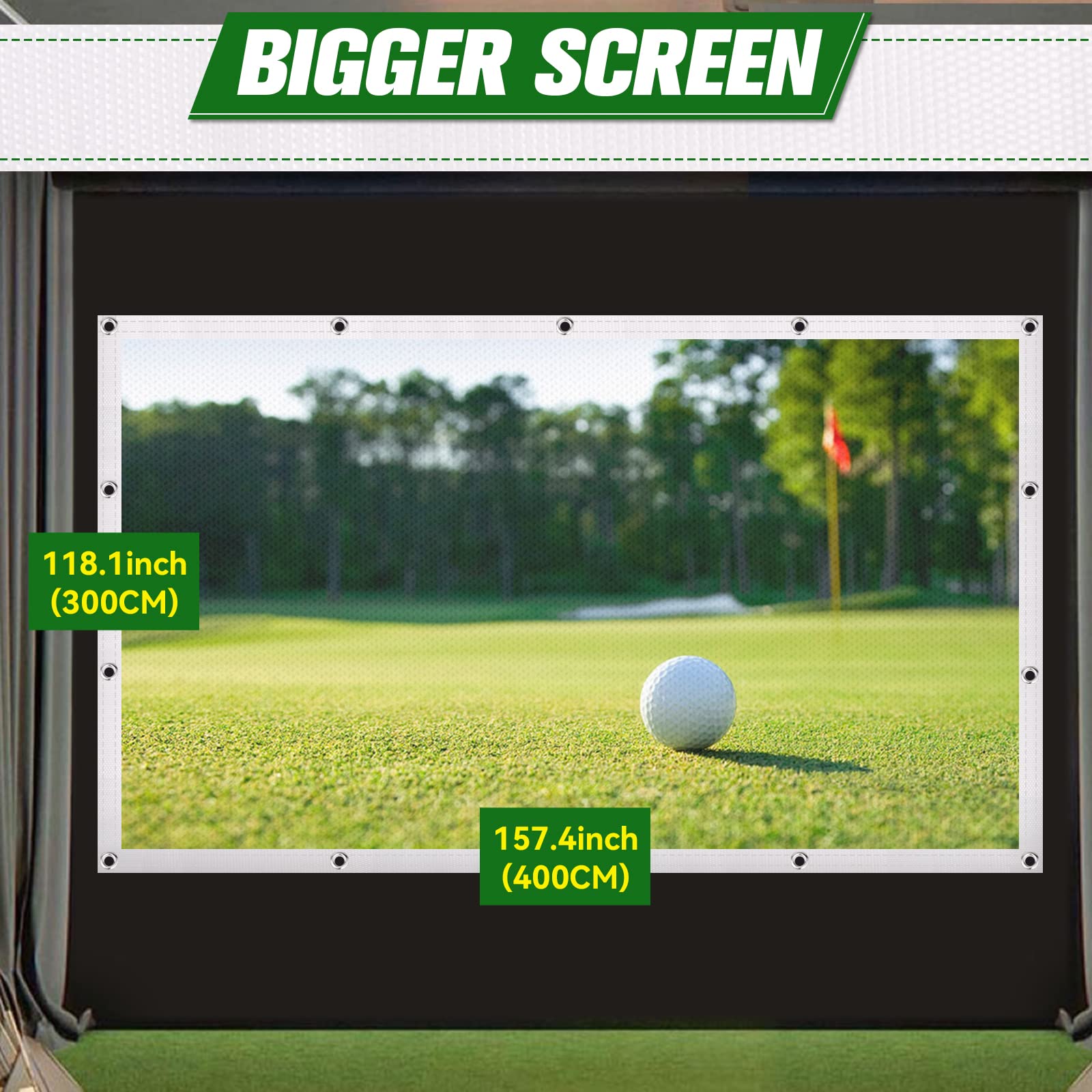 Aikeec 7mm Thickened Golf Simulator Impact Screen - Ultra Clear 10ft Indoor/Home/Garage Training Screen with 32 Grommets | 5 Size Options | Perfect for Golf Practice, Entertainment & Home Theater Projection