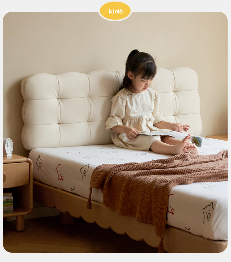 Solid Beech Wood Kids Platform Bed - No Headboard, Eco-Friendly & Sturdy for Toddler & Children's Bedroom - Perfect for Small Spaces & Montessori Style Rooms