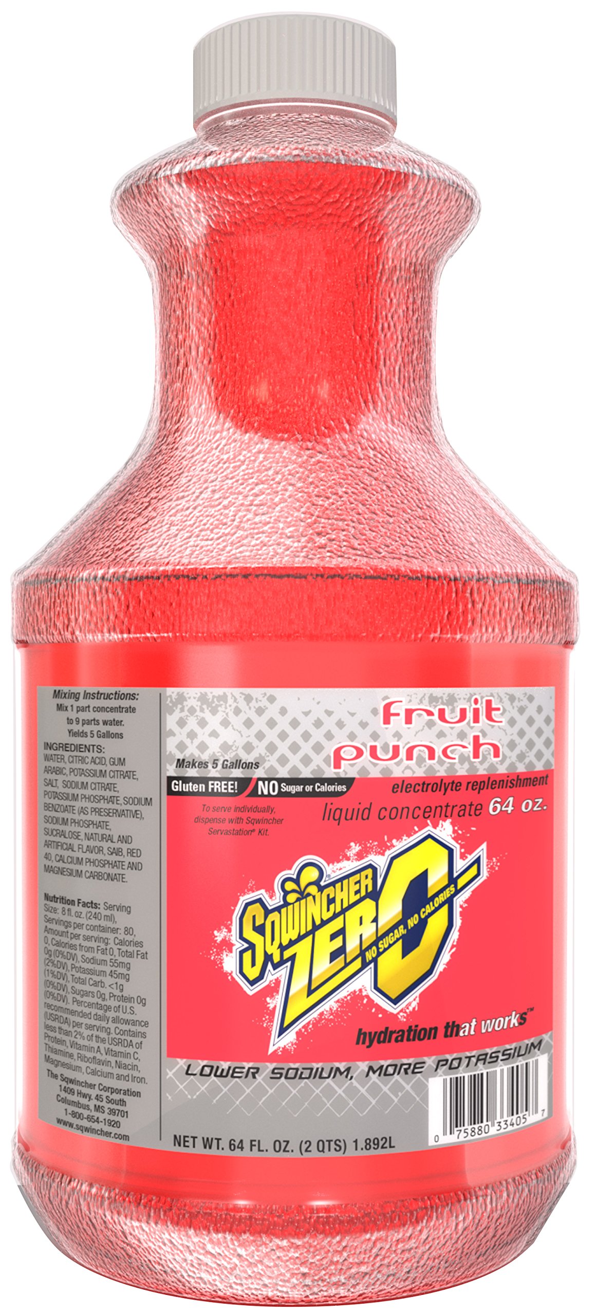 Sqwincher Zero Sugar Liquid Concentrate - Fruit Punch Flavor, 64 fl oz (Pack of 6) | Electrolyte Drink Mix for Hydration, Sports & Workout Recovery