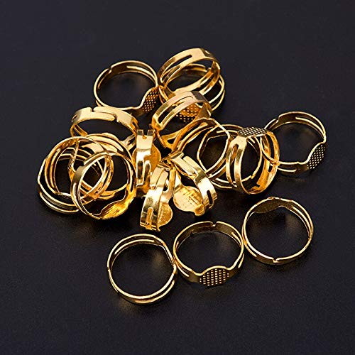 50pcs 8mm Adjustable Gold Flat Pad Ring Blanks for Jewelry Making - DIY Craft Accessories, Never Fade & Rust Resistant - Perfect for Custom Rings, Wedding Bands, and Handmade Jewelry Designs